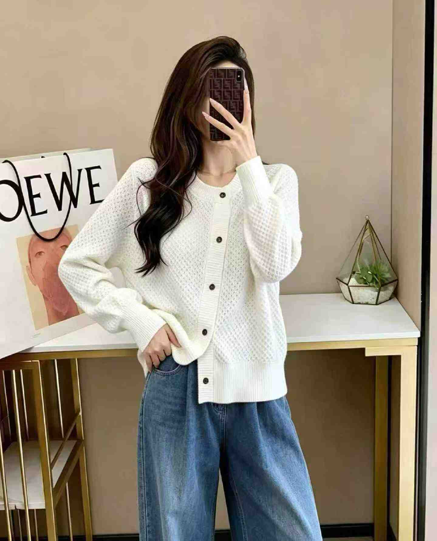 New Spring Autumn Korean Loose Tweed Knit Cardigan 1960 Pcs - Image 6