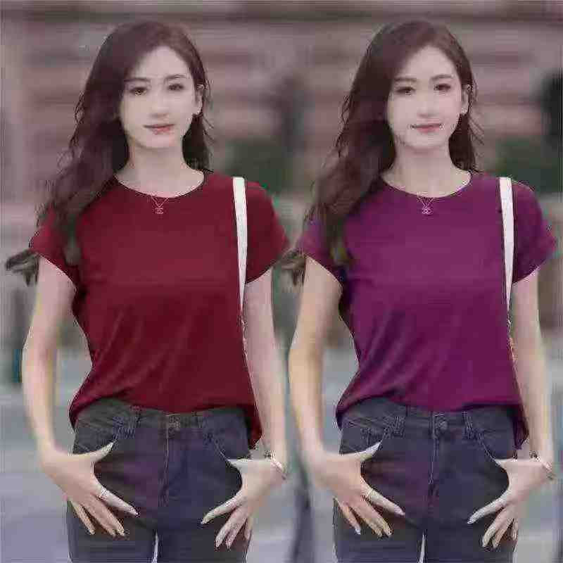 6880PCS Women's Ice Silk Short Sleeve Sexy T-shirts - Image 2