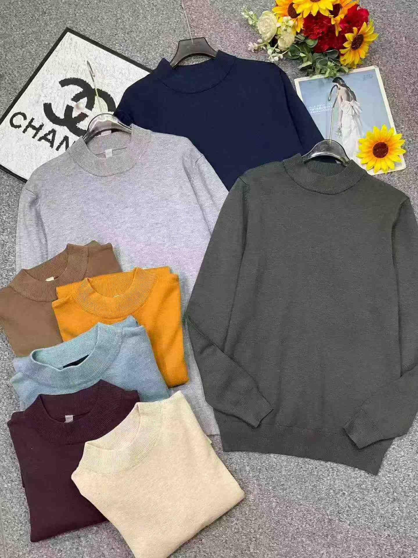 Autumn Winter New Men's Business Plain Loose Core Spun Pullover Sweater 1000 Pieces - Image 2