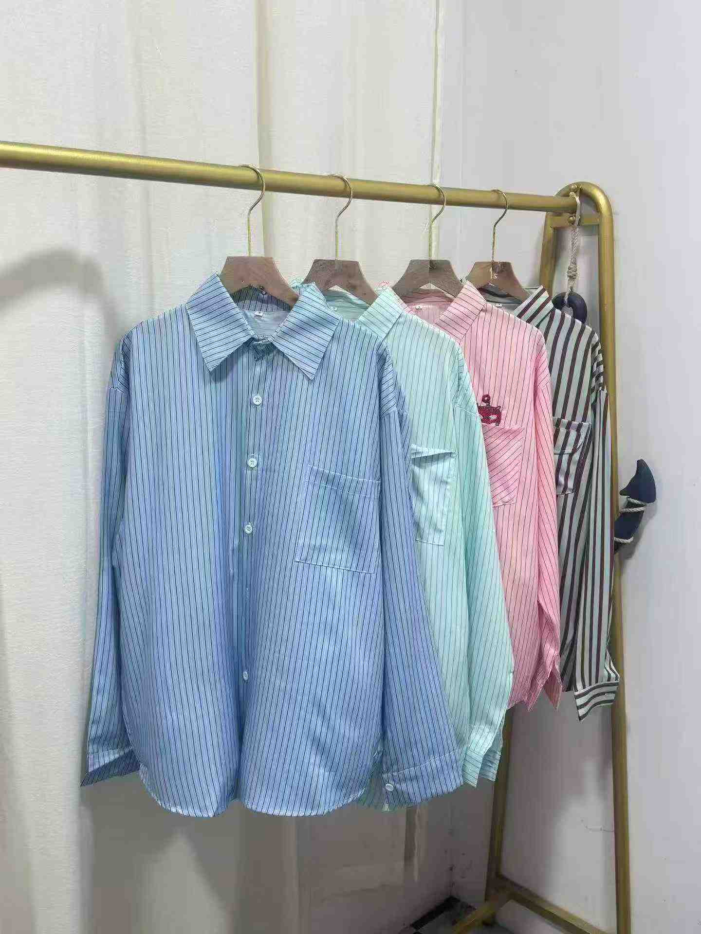 LEMR 398PCS Spring Summer Striped Loose Long Sleeve Shirt Size S-2XL - Image 2
