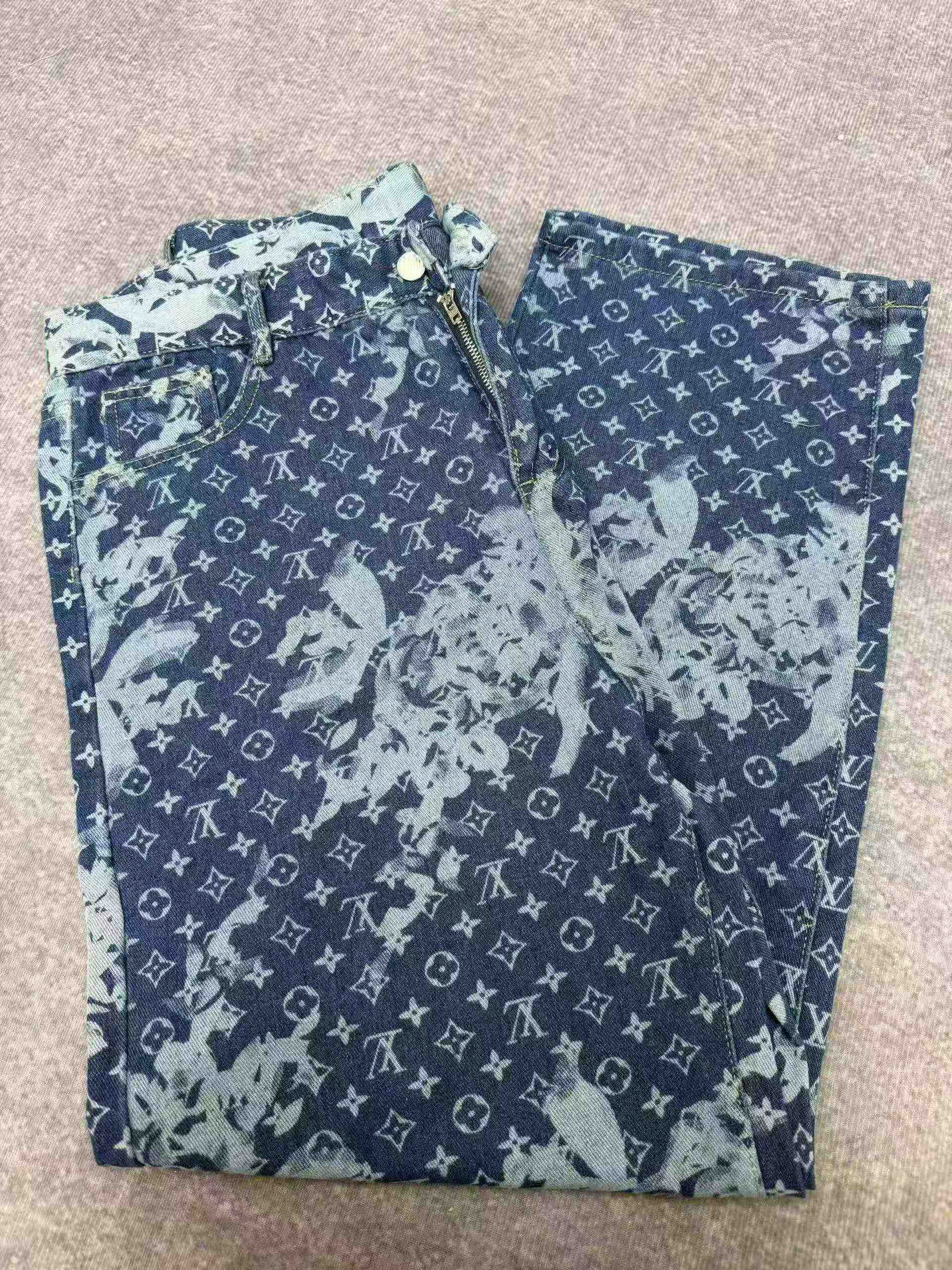 Clearance LV Louis Vuitton New Men's Indigo Floral Straight Jeans 700 Pieces - Image 6