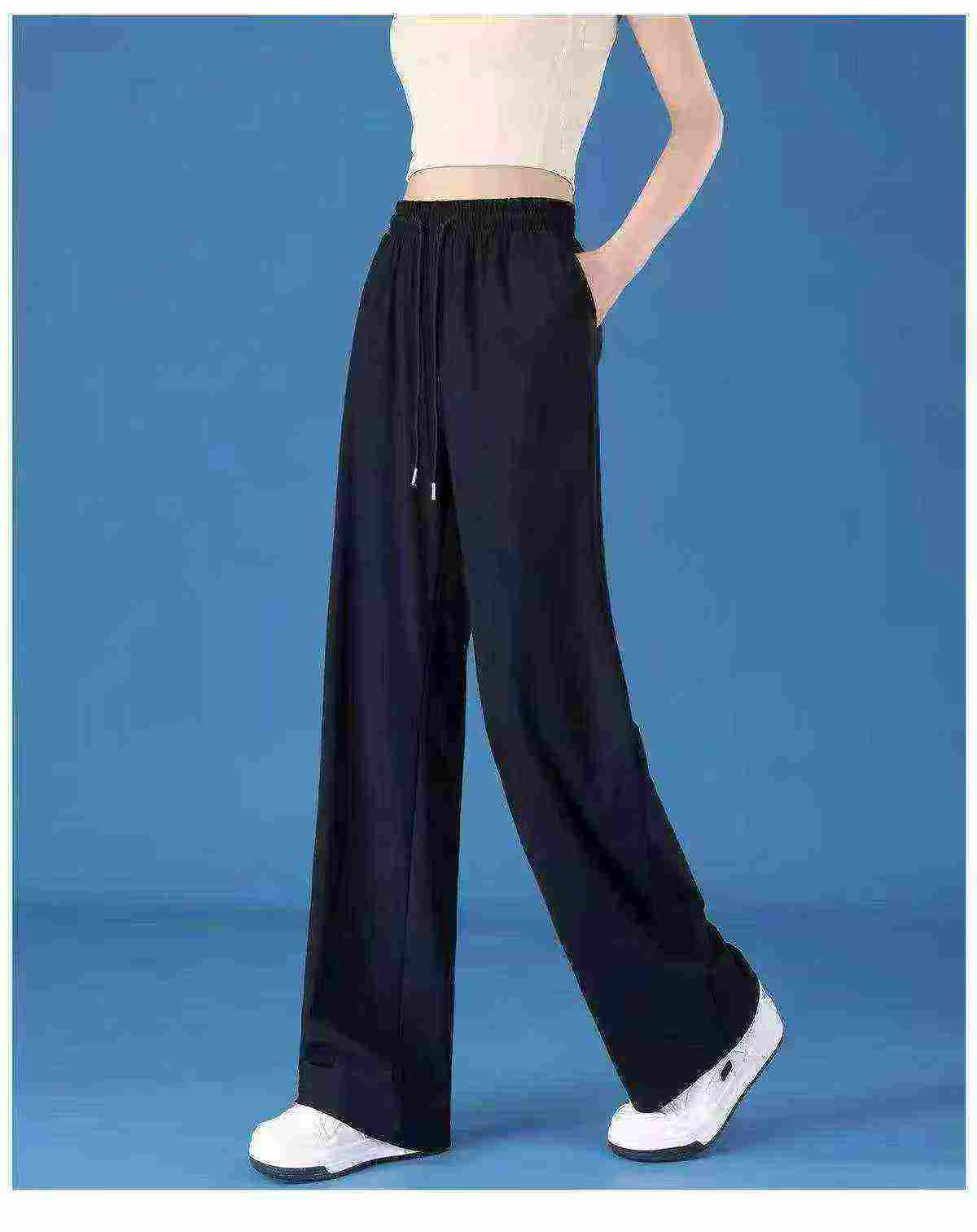 High Quality Women's Casual Ice Silk Quick-dry Wide Leg Sports Pants 320 Pcs - Image 3