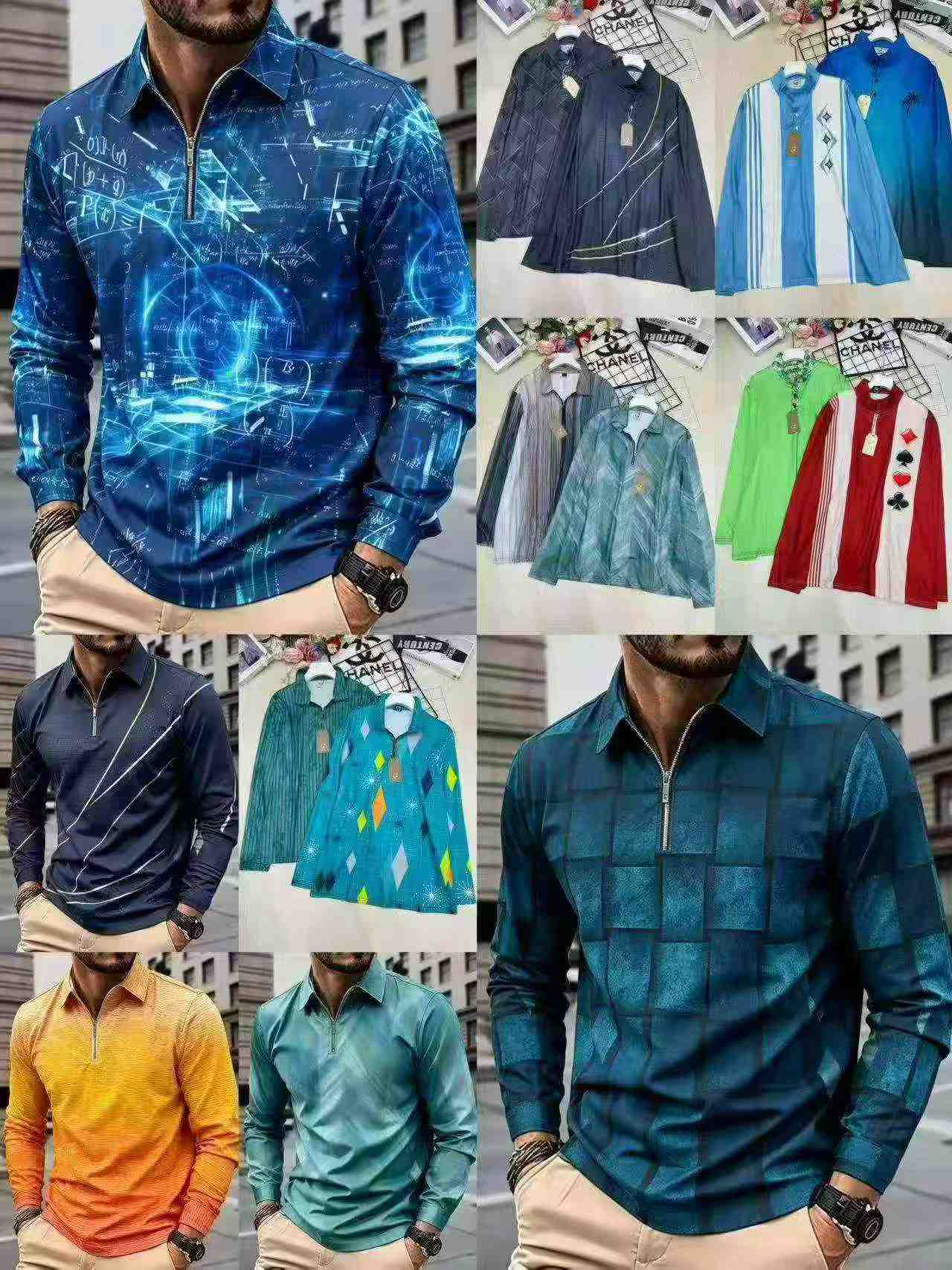Kaos Polo Lengan Panjang Elastisitas Tinggi Merek Dagang Luar Negeri, Total 2334 Potong - Image 2