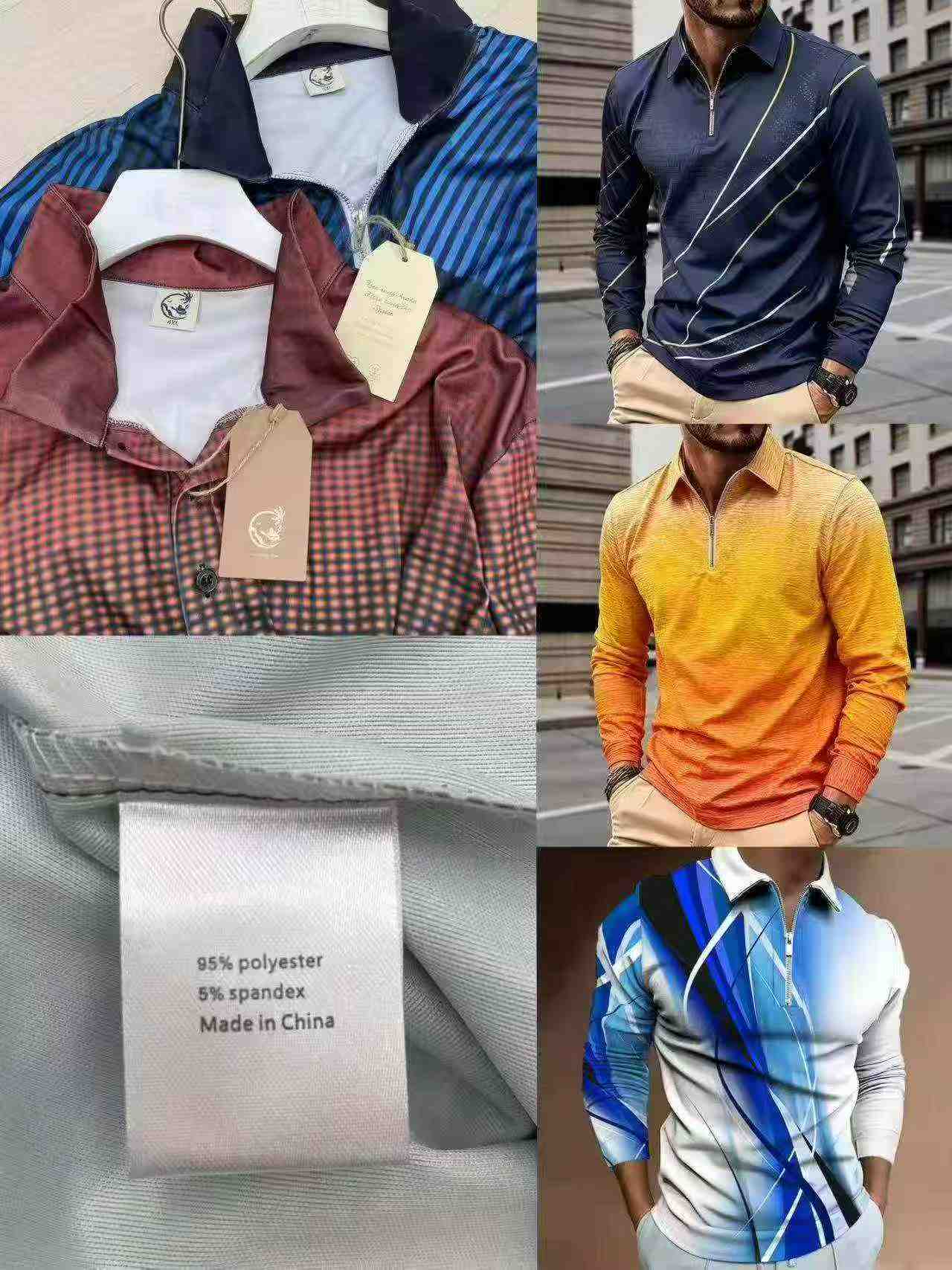 Kaos Polo Lengan Panjang Elastisitas Tinggi Merek Dagang Luar Negeri, Total 2334 Potong - Image 3