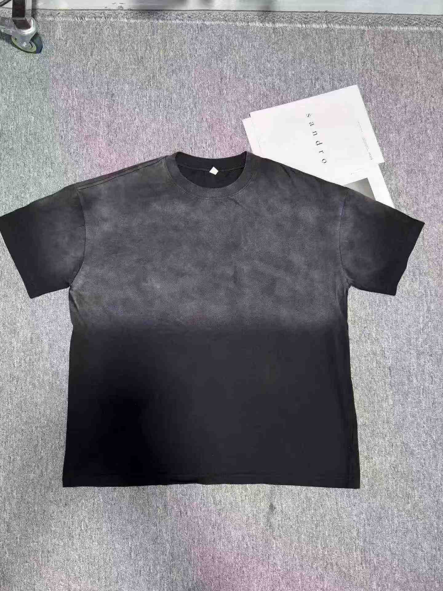 Plus de 600 pièces de t-shirts à manches courtes poids lourd 260 g en coton lavé dégradé pour hommes de grandes tailles - Image 2