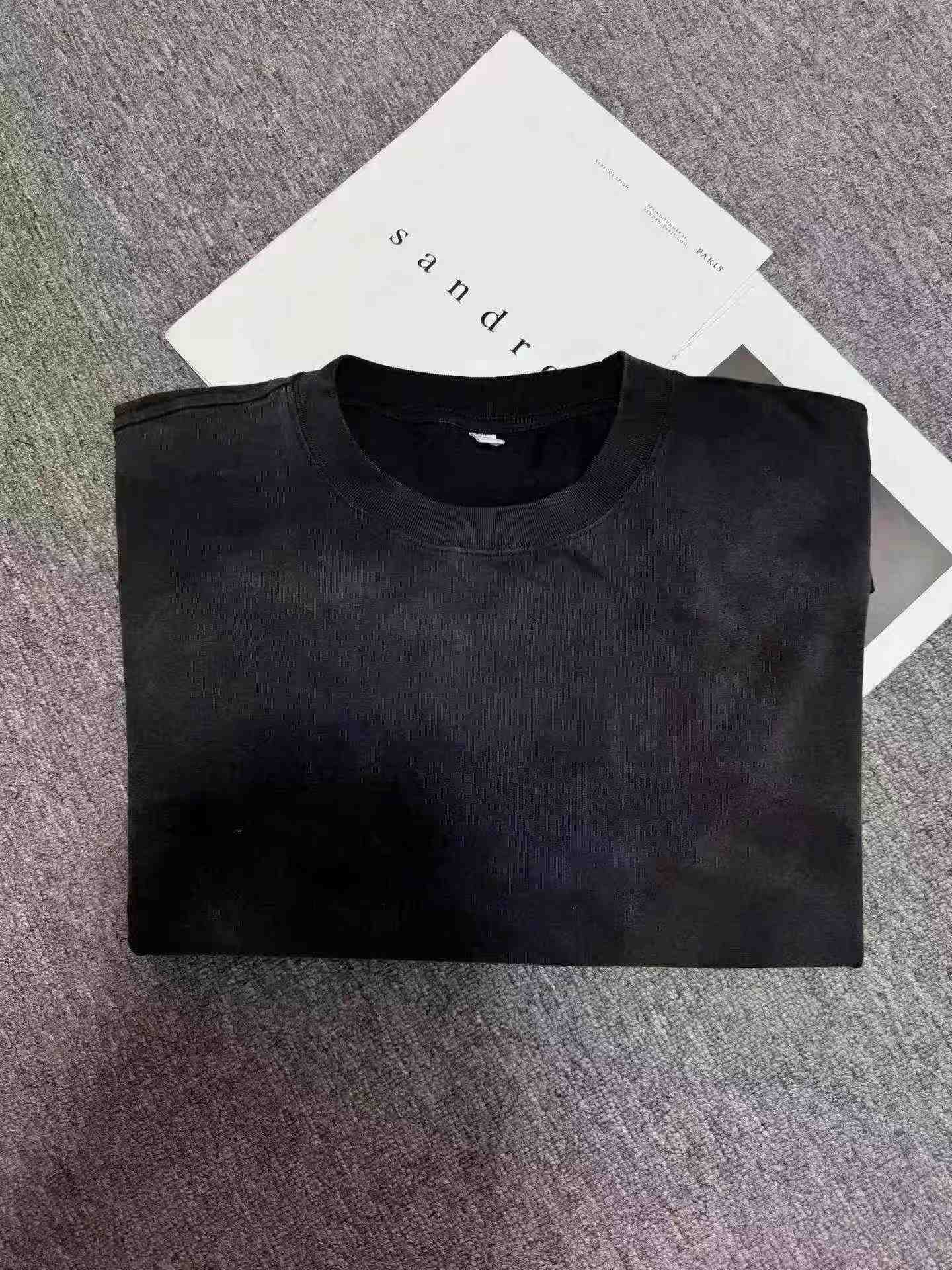 Plus de 600 pièces de t-shirts à manches courtes poids lourd 260 g en coton lavé dégradé pour hommes de grandes tailles - Image 4