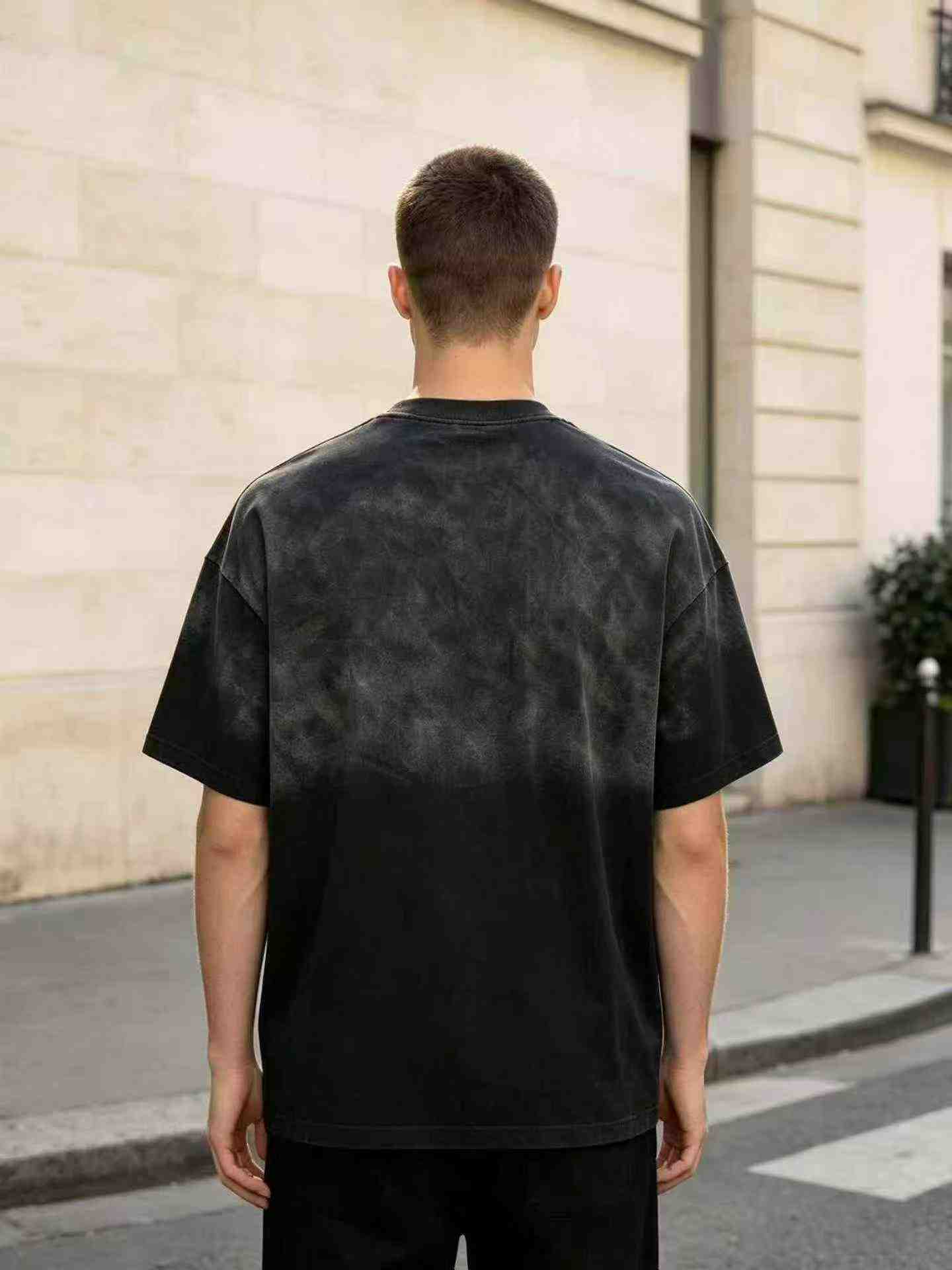 Plus de 600 pièces de t-shirts à manches courtes poids lourd 260 g en coton lavé dégradé pour hommes de grandes tailles - Image 5