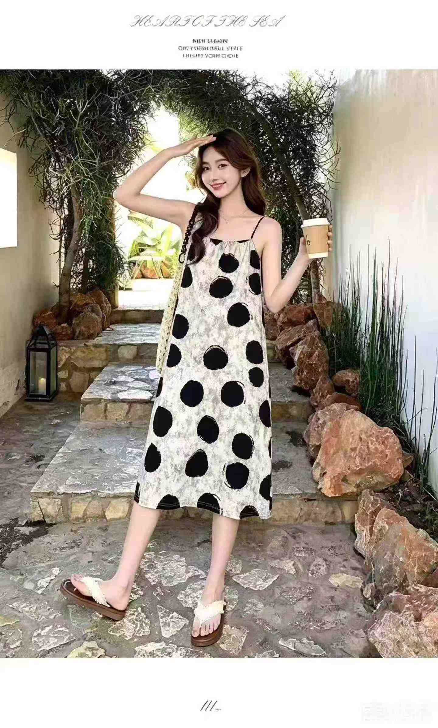 360 pièces Robes de style vacancier à imprimés, à bretelles spaghetti, coupe ample en forme A - Image 6