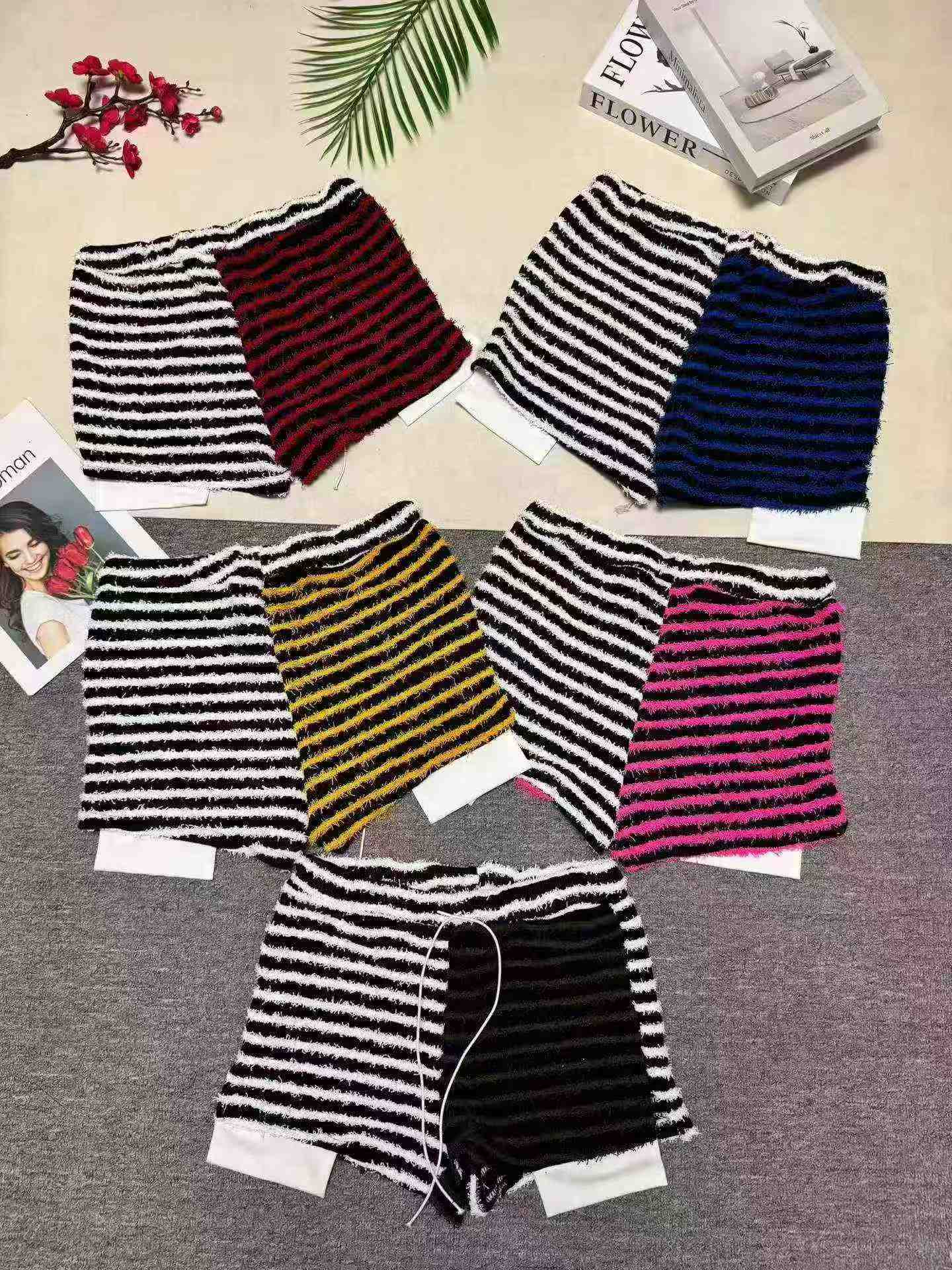 Shorts décontractés rayés à taille haute avec cordon de serrage de style mode euro-américaine, 235 pièces - Image 6