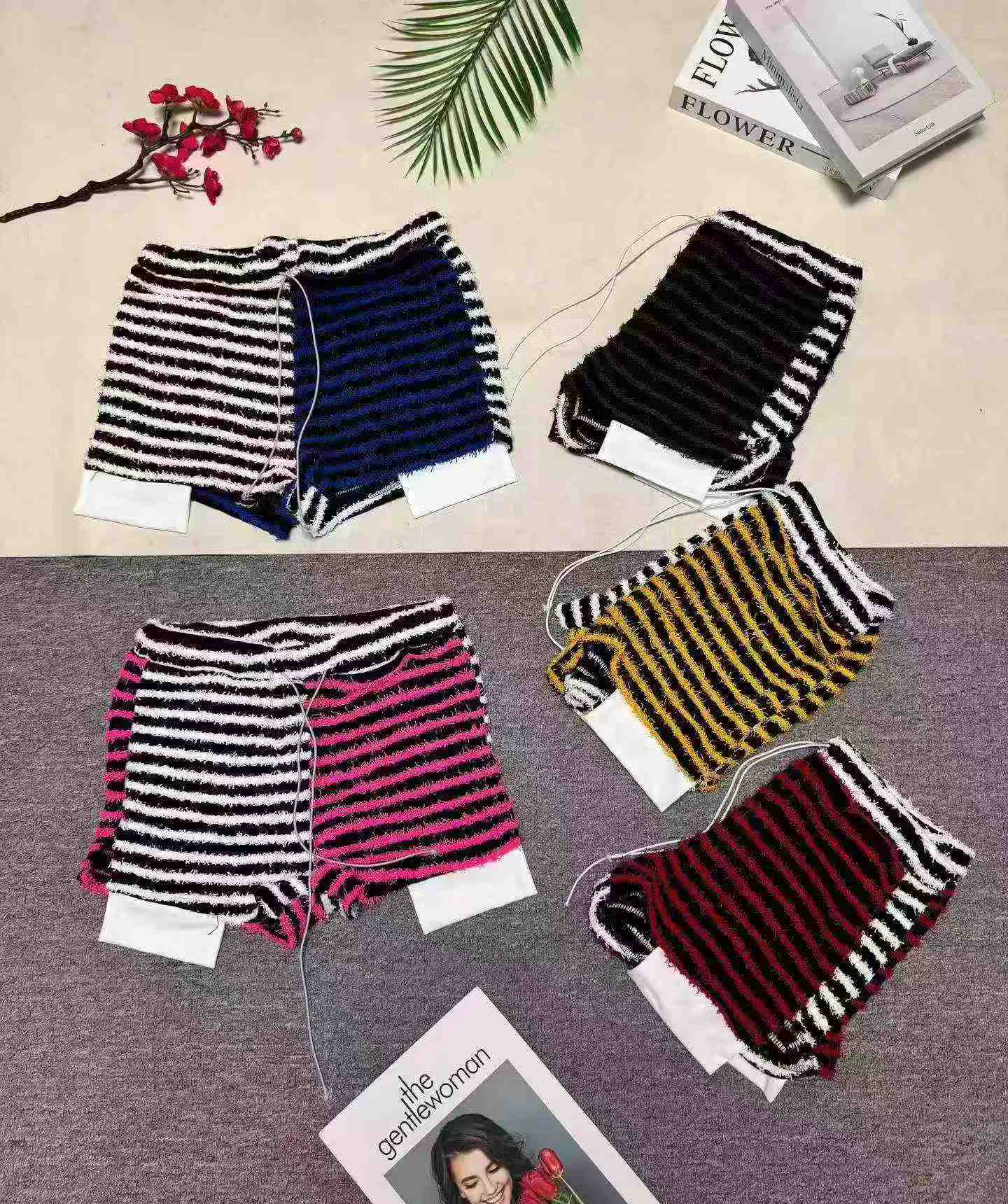 Shorts décontractés rayés à taille haute avec cordon de serrage de style mode euro-américaine, 235 pièces - Image 8