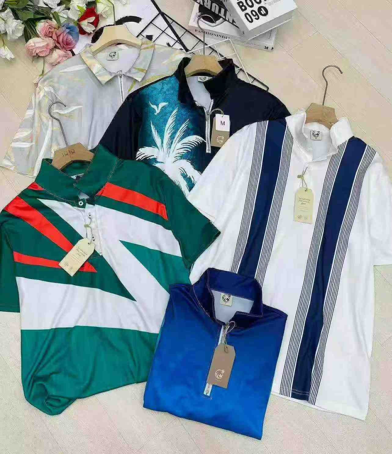 1583 Potong Kaos Polo Lengan Pendek Kerah Lipat Bermerek Elastisitas Tinggi - Image 6