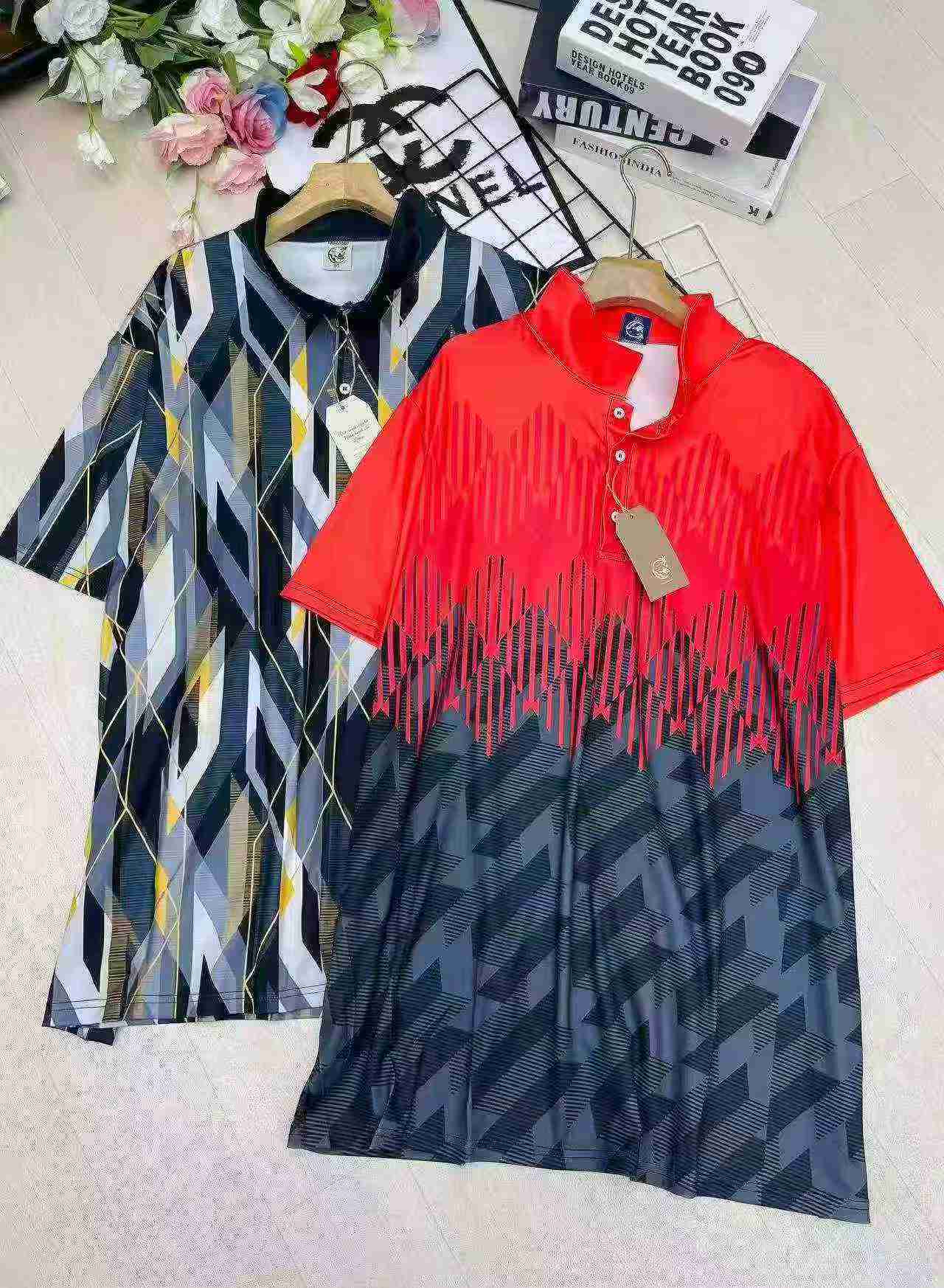 1583 Potong Kaos Polo Lengan Pendek Kerah Lipat Bermerek Elastisitas Tinggi - Image 9