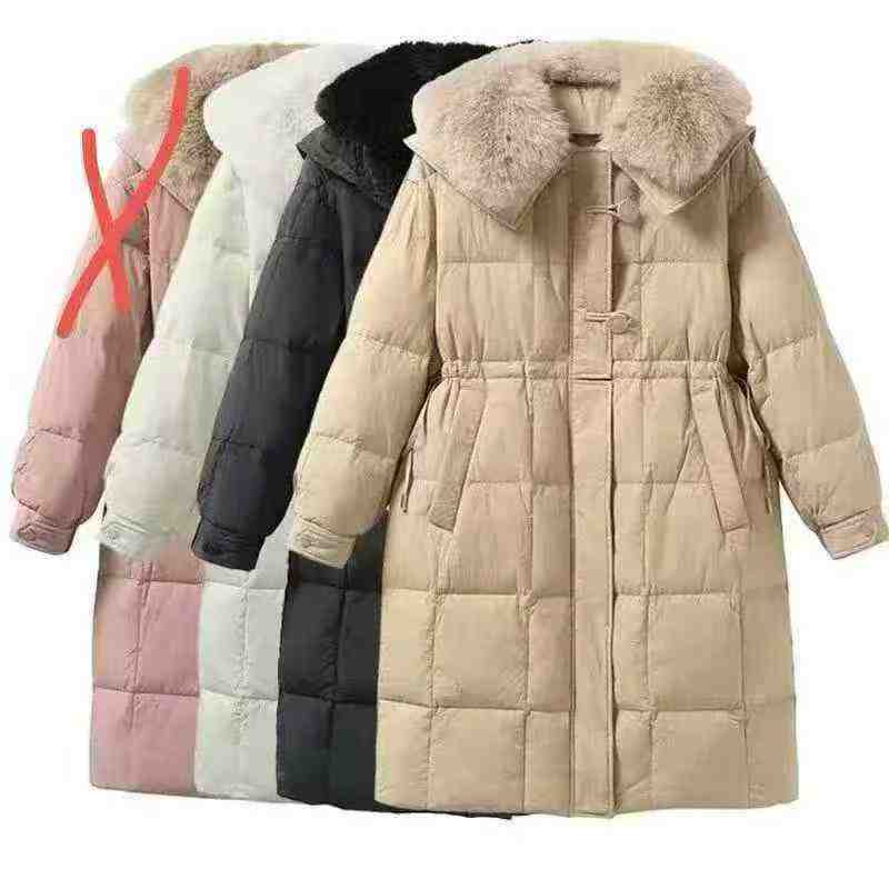 Manteau matelassé long haut de gamme de style coréen avec grand col en fourrure, 495 pièces - Image 7