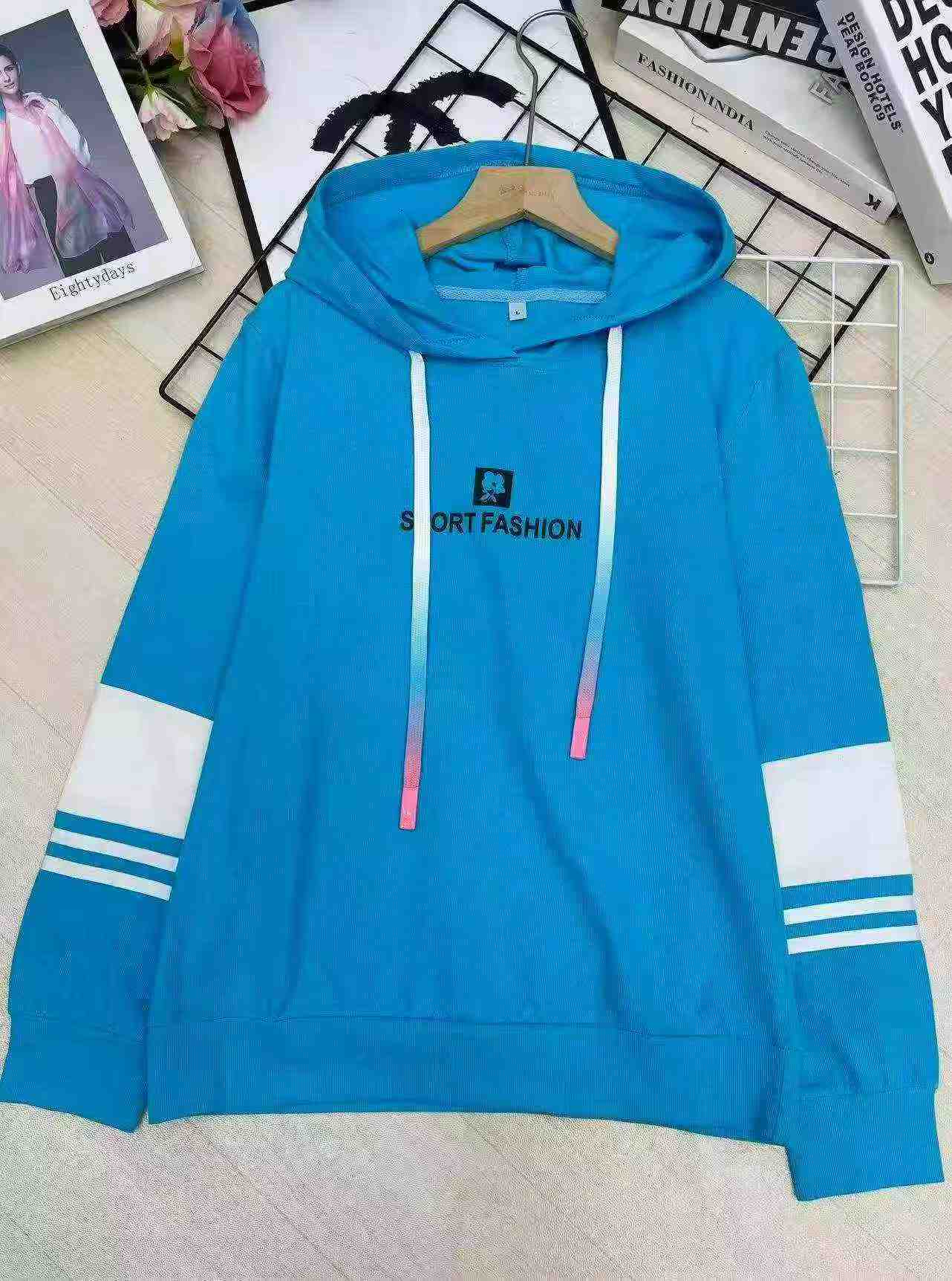 Sweatshirt Hoodie Campuran Katun Wanita, 403 Potong - Image 4