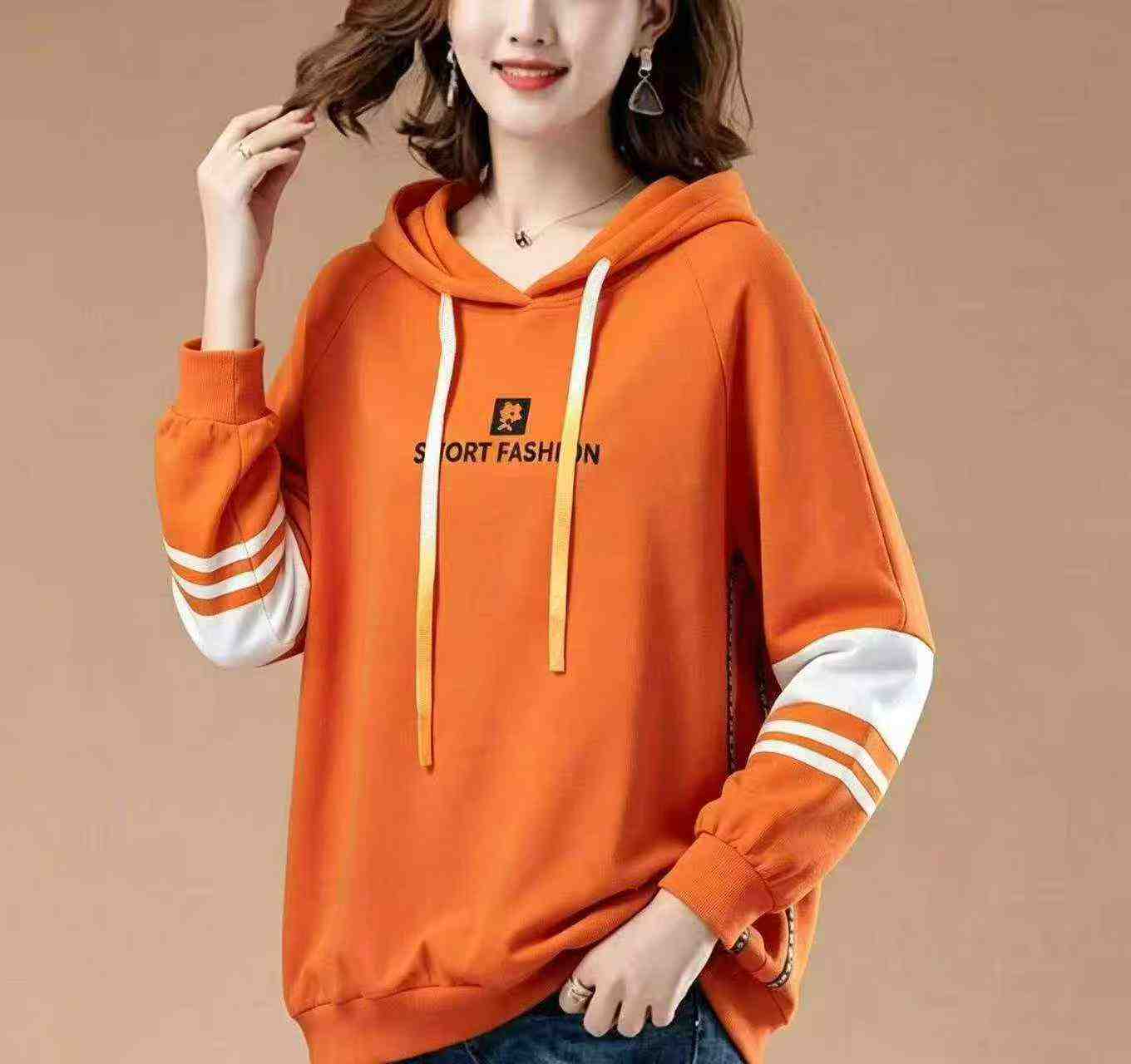 Sweatshirt Hoodie Campuran Katun Wanita, 403 Potong - Image 6