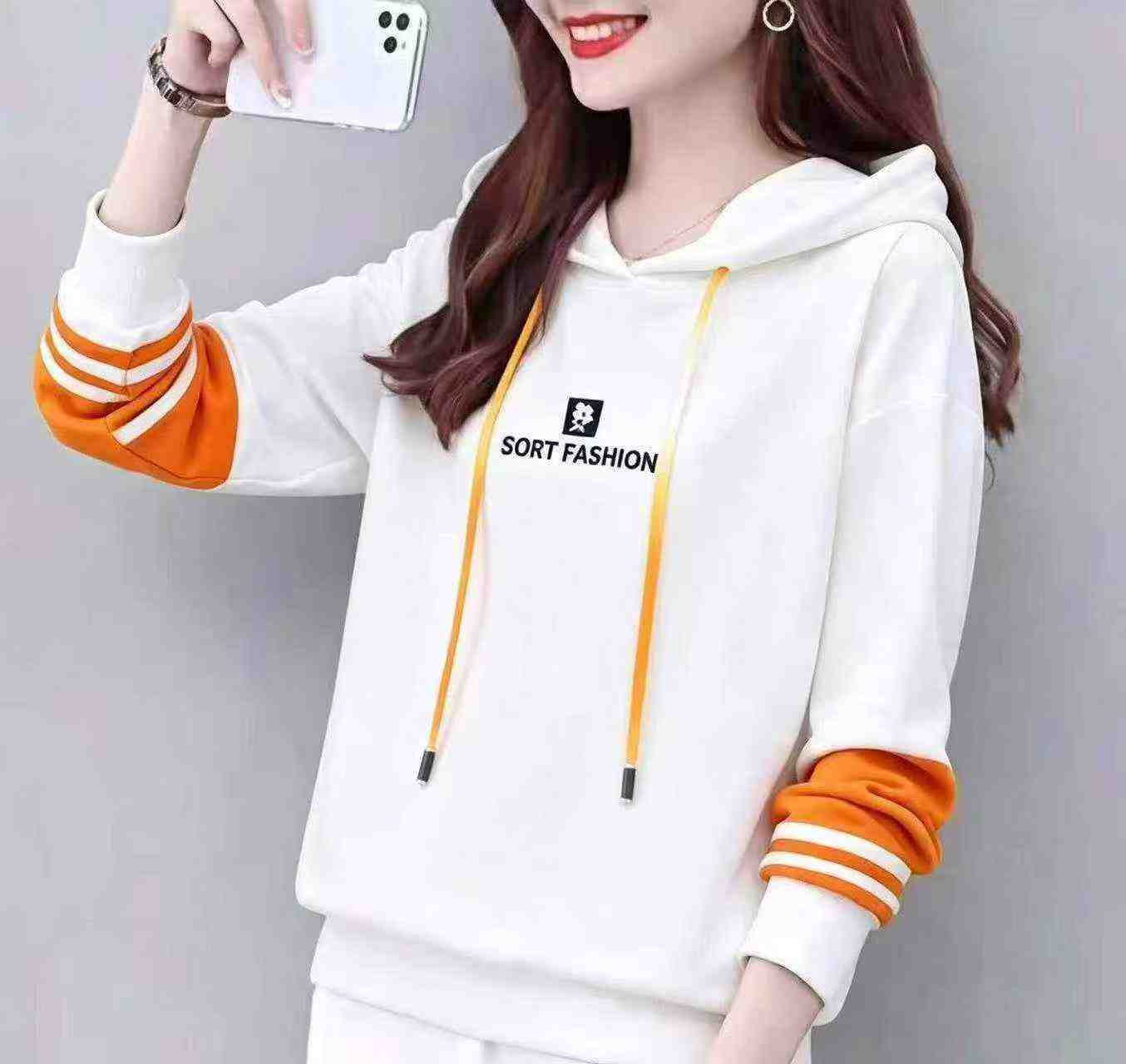 Sweatshirt Hoodie Campuran Katun Wanita, 403 Potong - Image 7