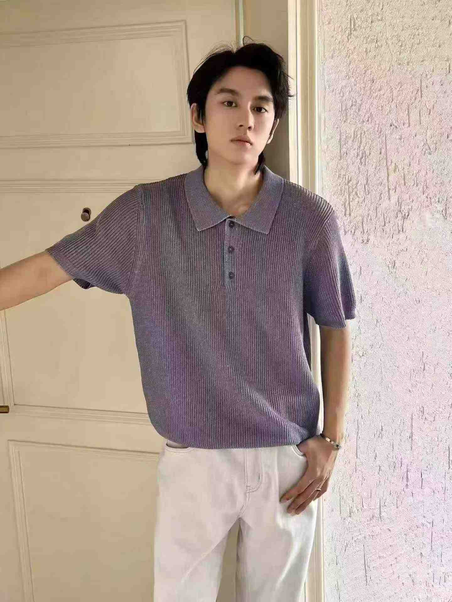 Kaos Polo Rajut Kasual Longgar Pria Musim Panas, Sekitar 240 Potong - Image 3