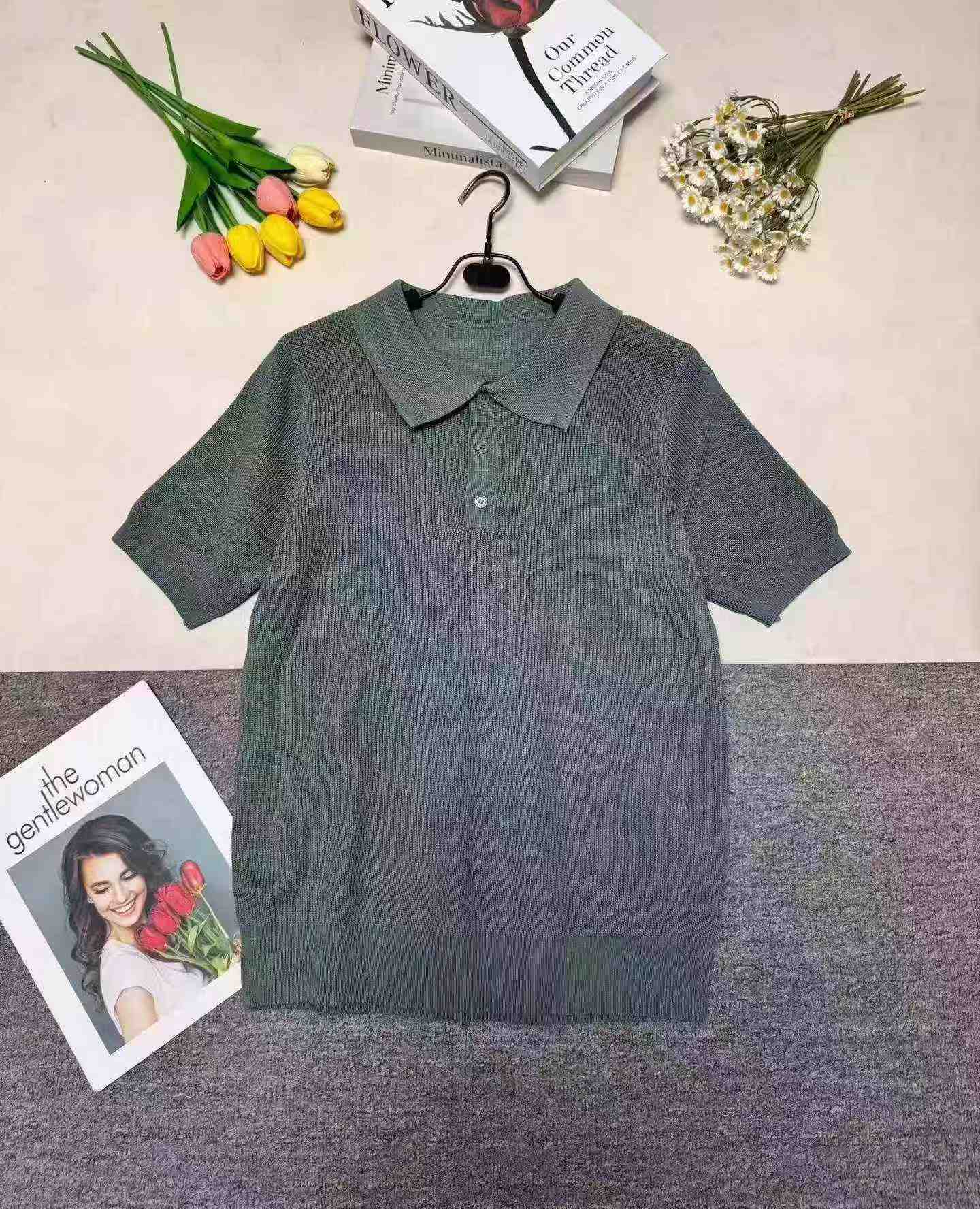 Kaos Polo Rajut Kasual Longgar Pria Musim Panas, Sekitar 240 Potong - Image 6