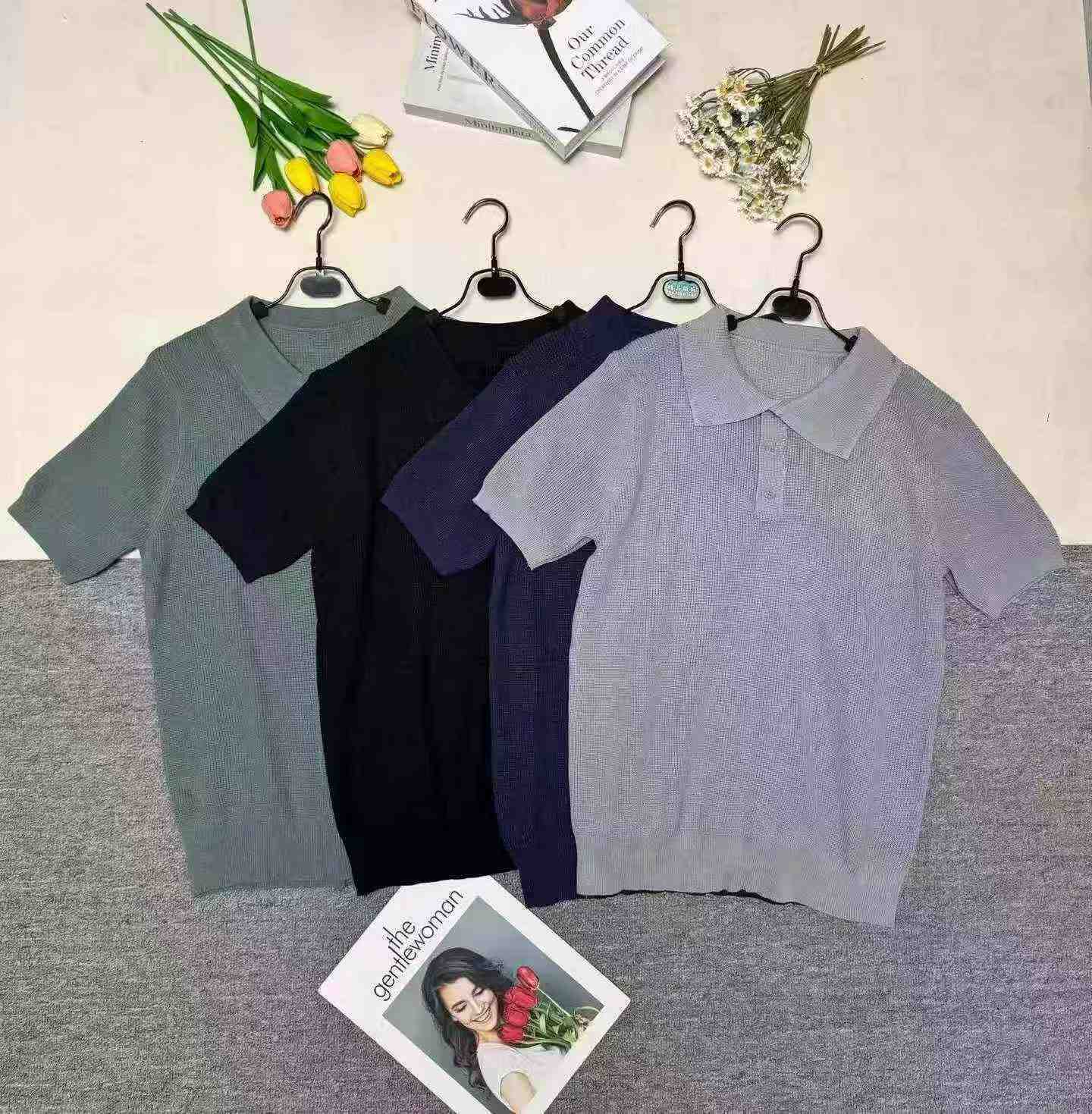 Kaos Polo Rajut Kasual Longgar Pria Musim Panas, Sekitar 240 Potong - Image 8
