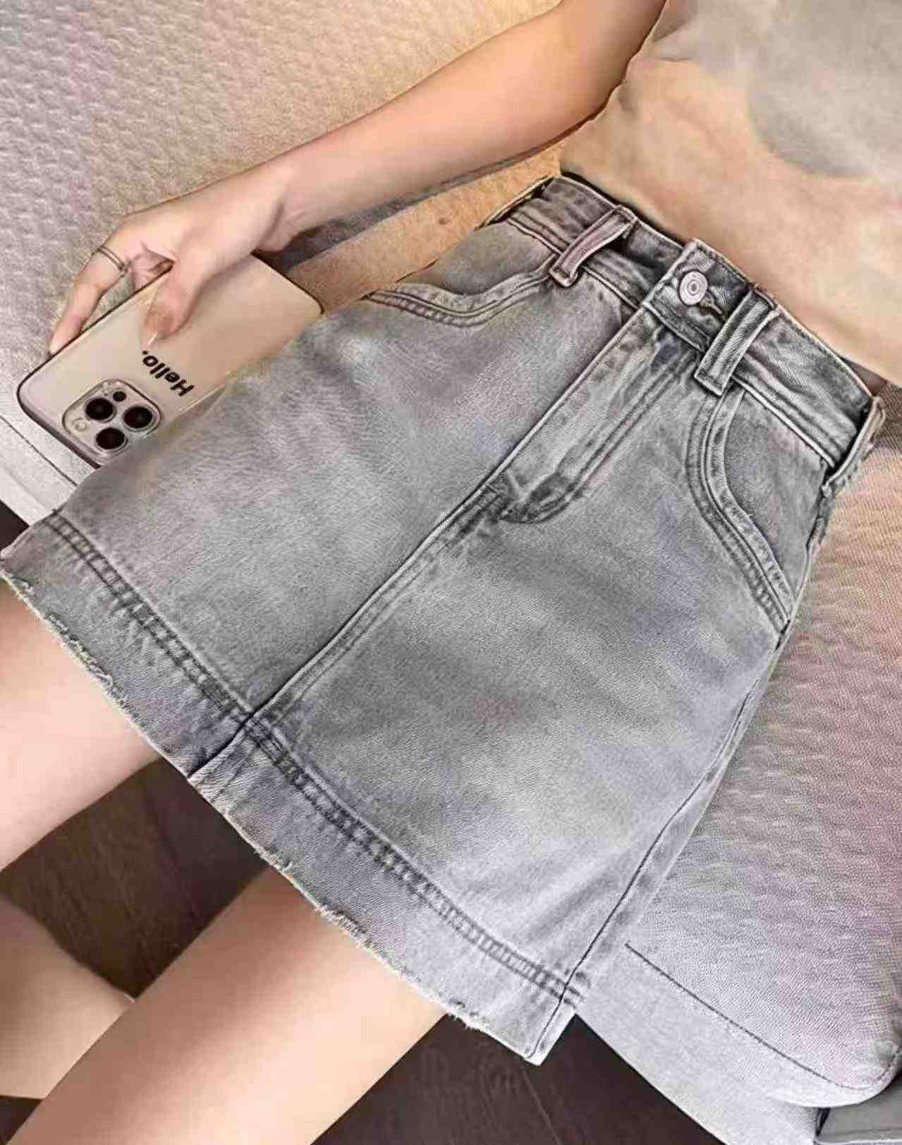 Falda-pantalón vaquera vintage de estilo chica a la moda, cintura alta de verano para mujer, 210 piezas - Image 3