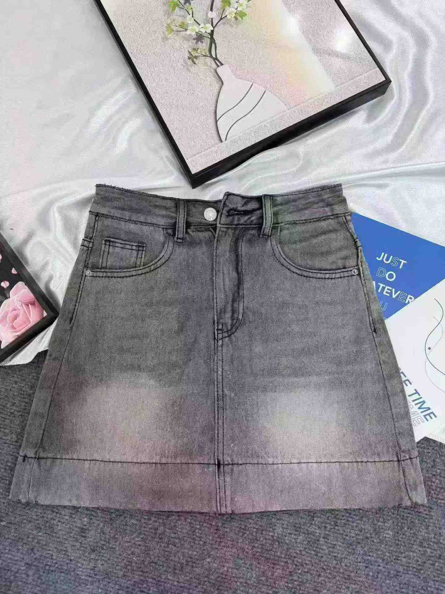 Falda-pantalón vaquera vintage de estilo chica a la moda, cintura alta de verano para mujer, 210 piezas - Image 4