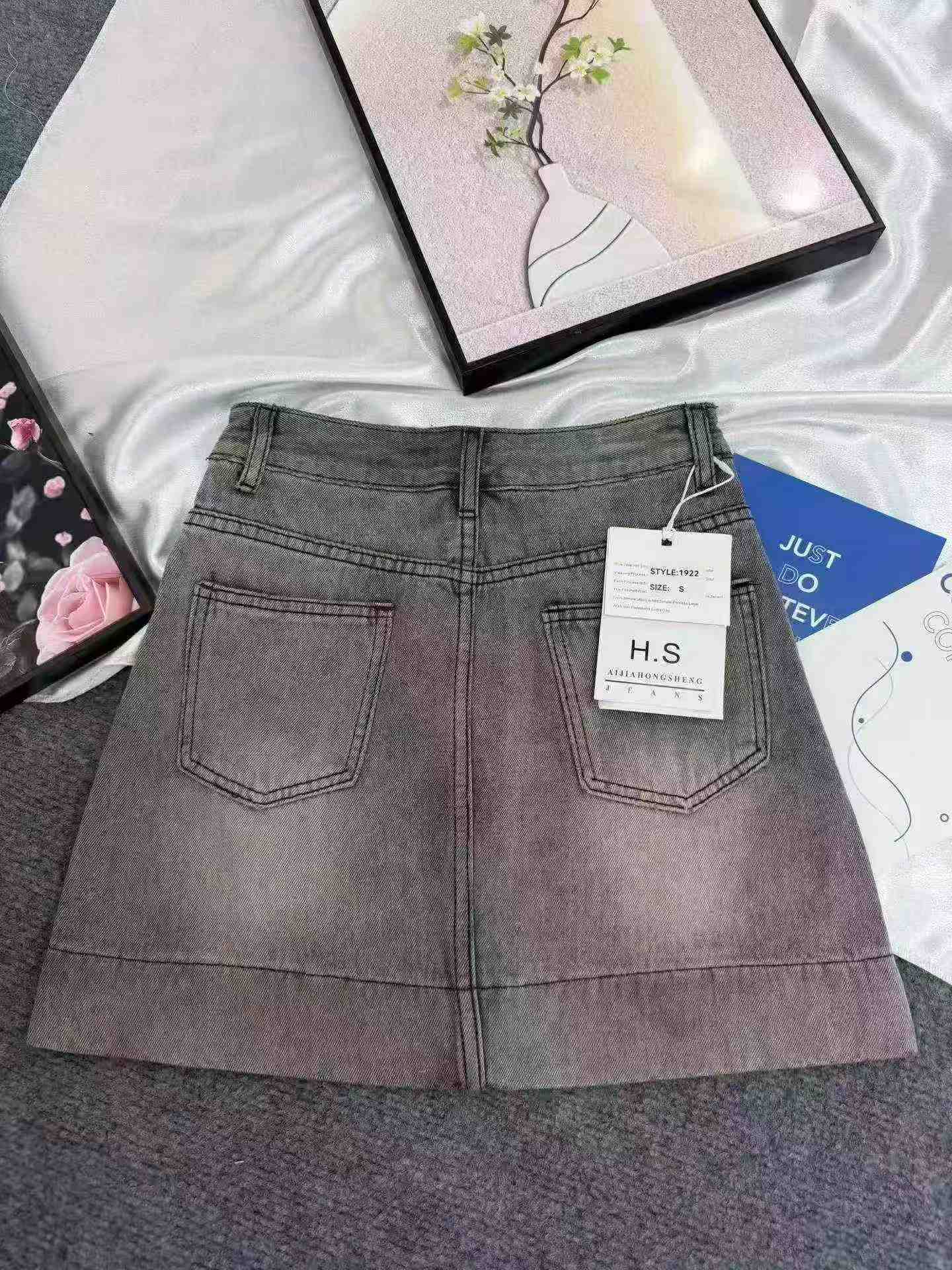 Falda-pantalón vaquera vintage de estilo chica a la moda, cintura alta de verano para mujer, 210 piezas - Image 5