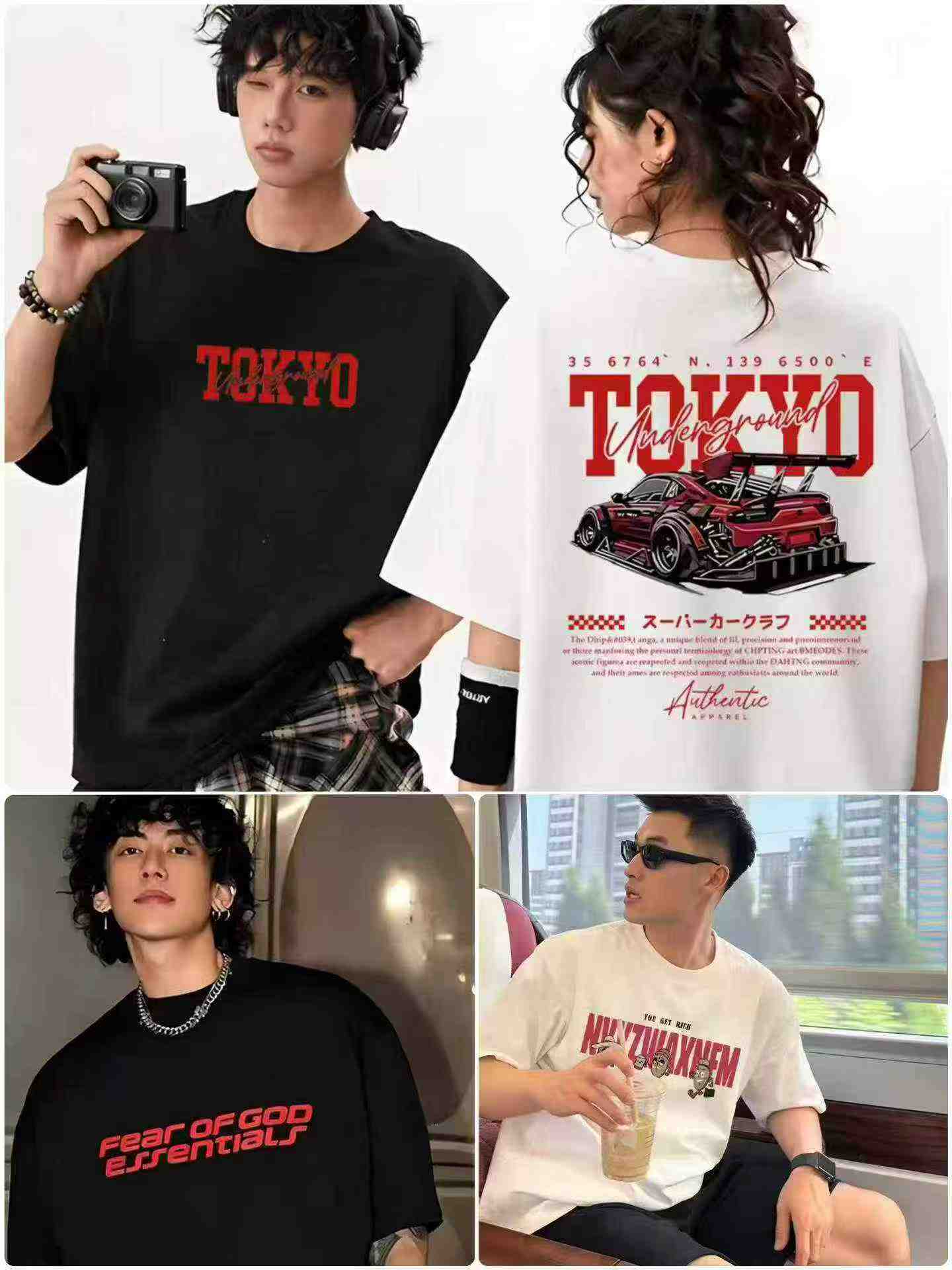 9000 Keping Baju-T Lelaki Oversized 100% Kapas Berat Tebal Jenama Trendi - Image 3