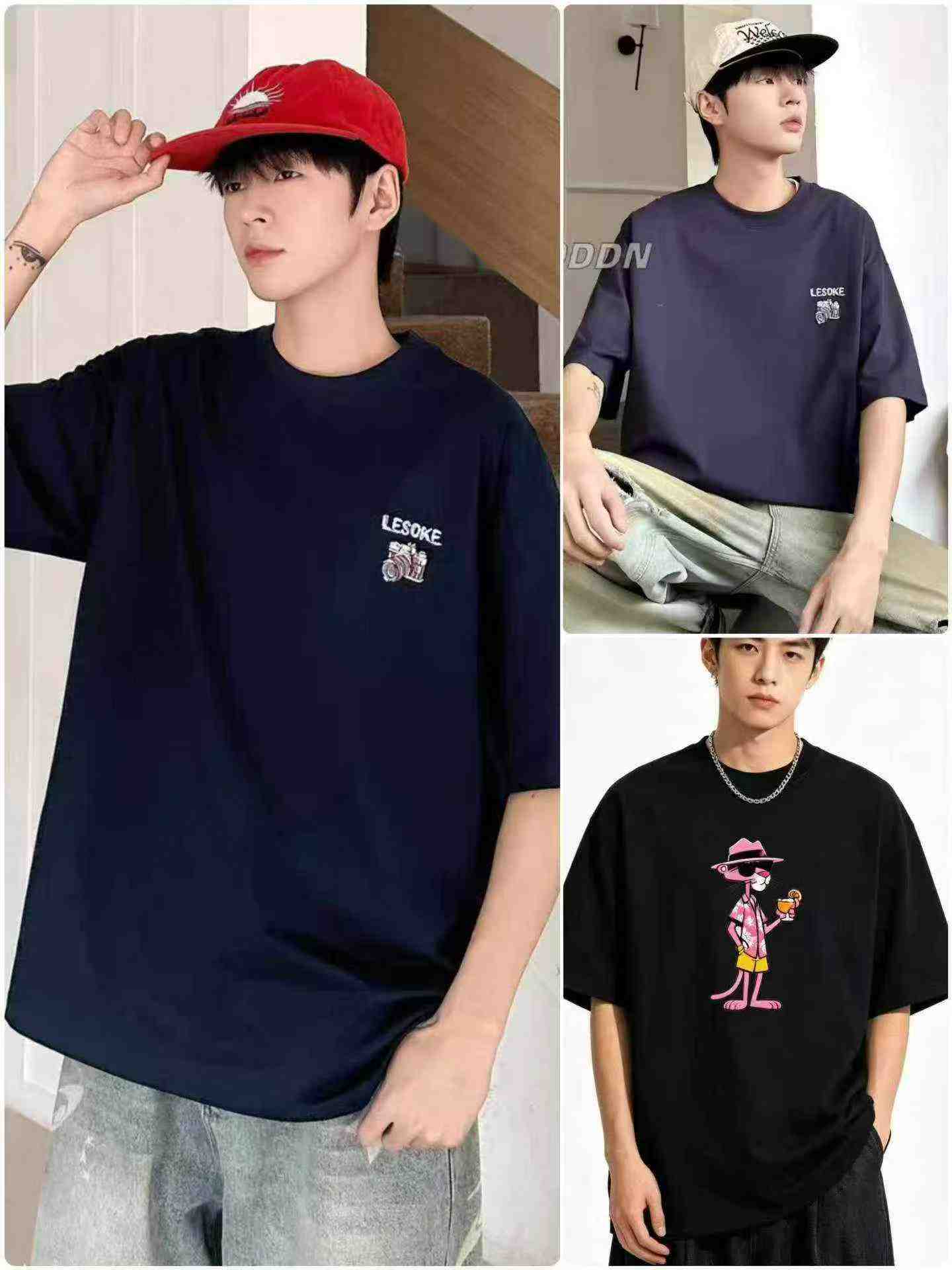 9000 Keping Baju-T Lelaki Oversized 100% Kapas Berat Tebal Jenama Trendi - Image 4