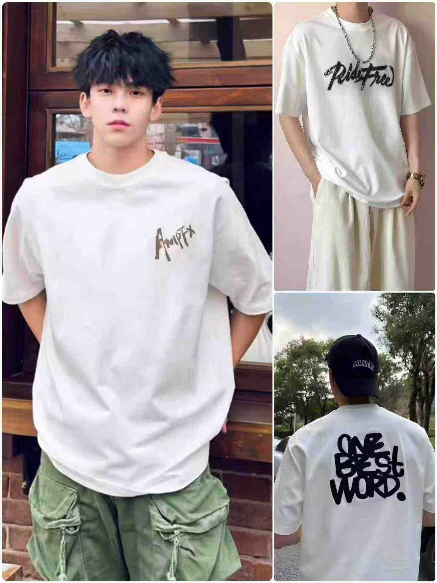 9000 Keping Baju-T Lelaki Oversized 100% Kapas Berat Tebal Jenama Trendi - Image 7