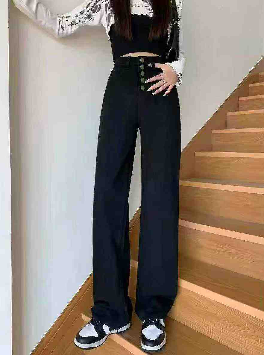 411 Pcs New High Waist Black Straight Stretch Denim Jeans - Image 2