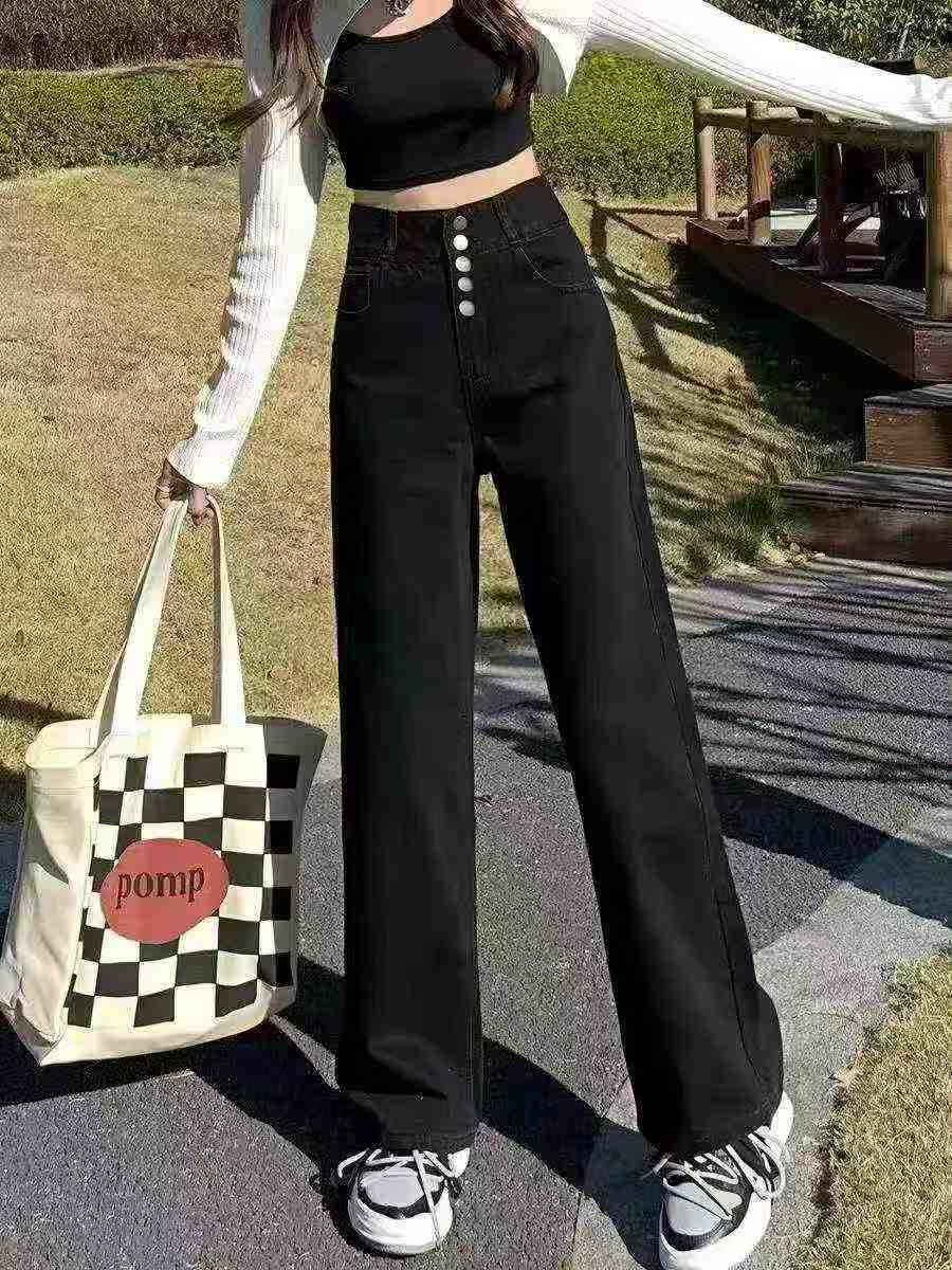 411 Pcs New High Waist Black Straight Stretch Denim Jeans - Image 6