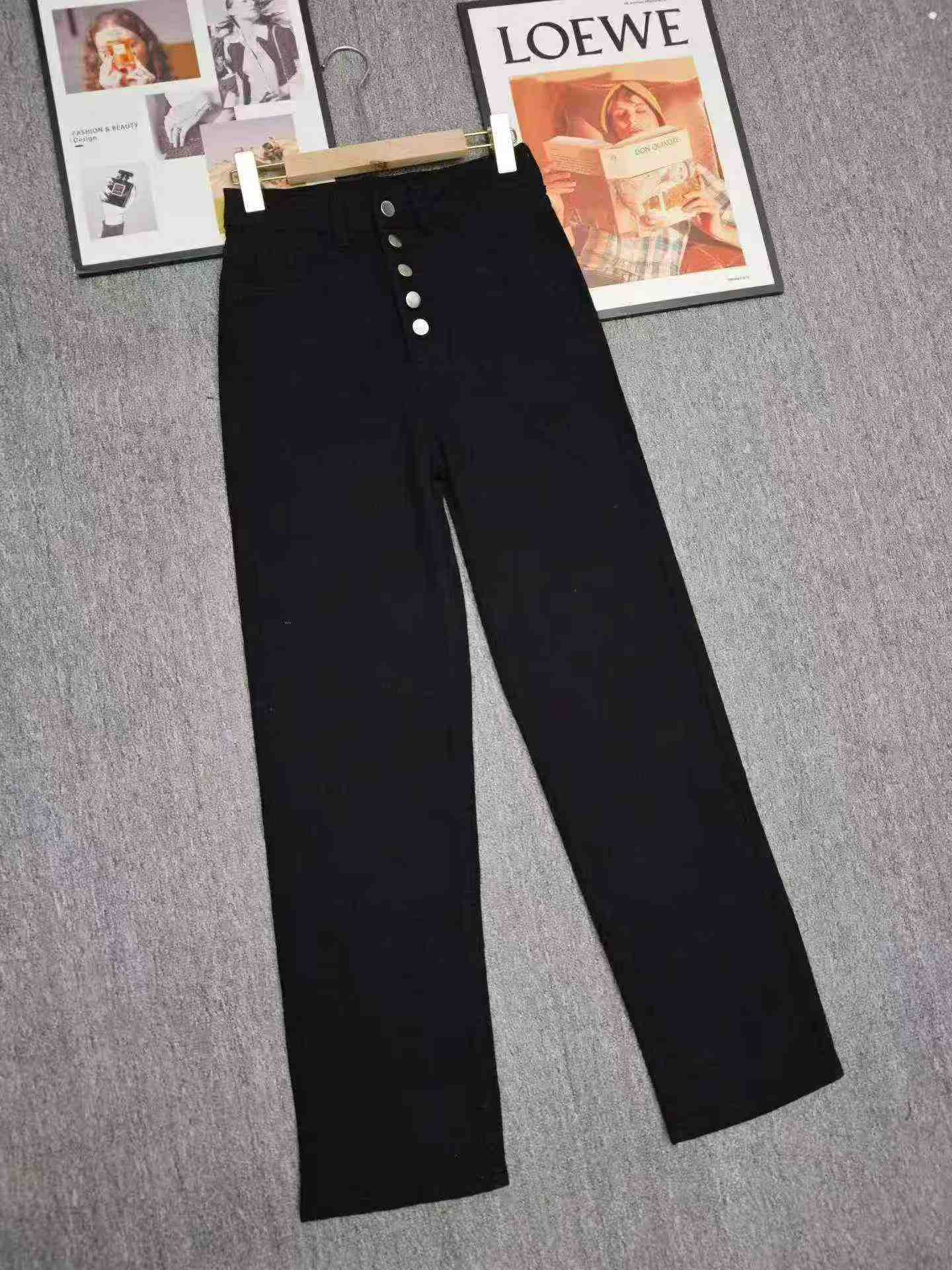 411 Pcs New High Waist Black Straight Stretch Denim Jeans - Image 7