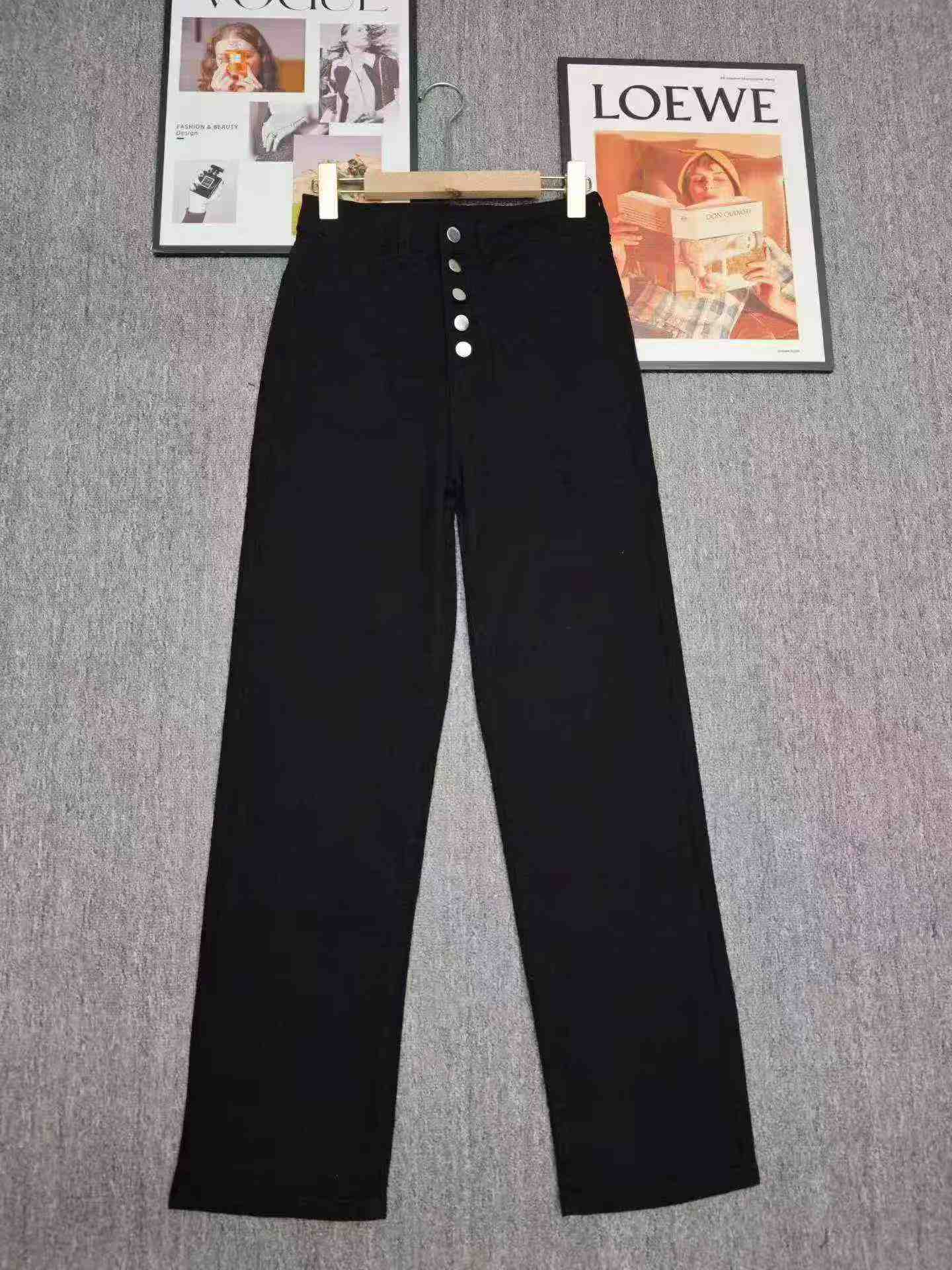411 Pcs New High Waist Black Straight Stretch Denim Jeans - Image 8