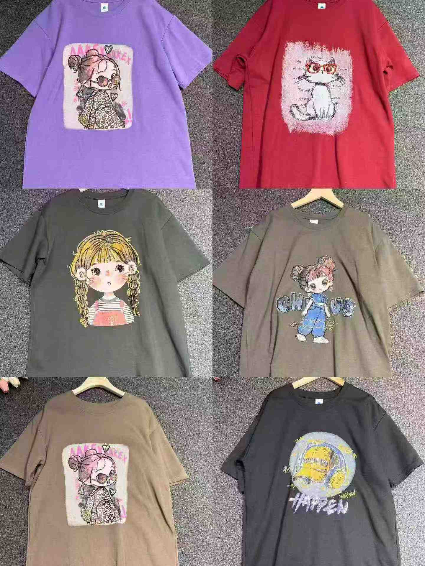 T-shirt Oversized Gadis Kartun Berhias Manik Sequen Berat, 5800 Keping - Image 5