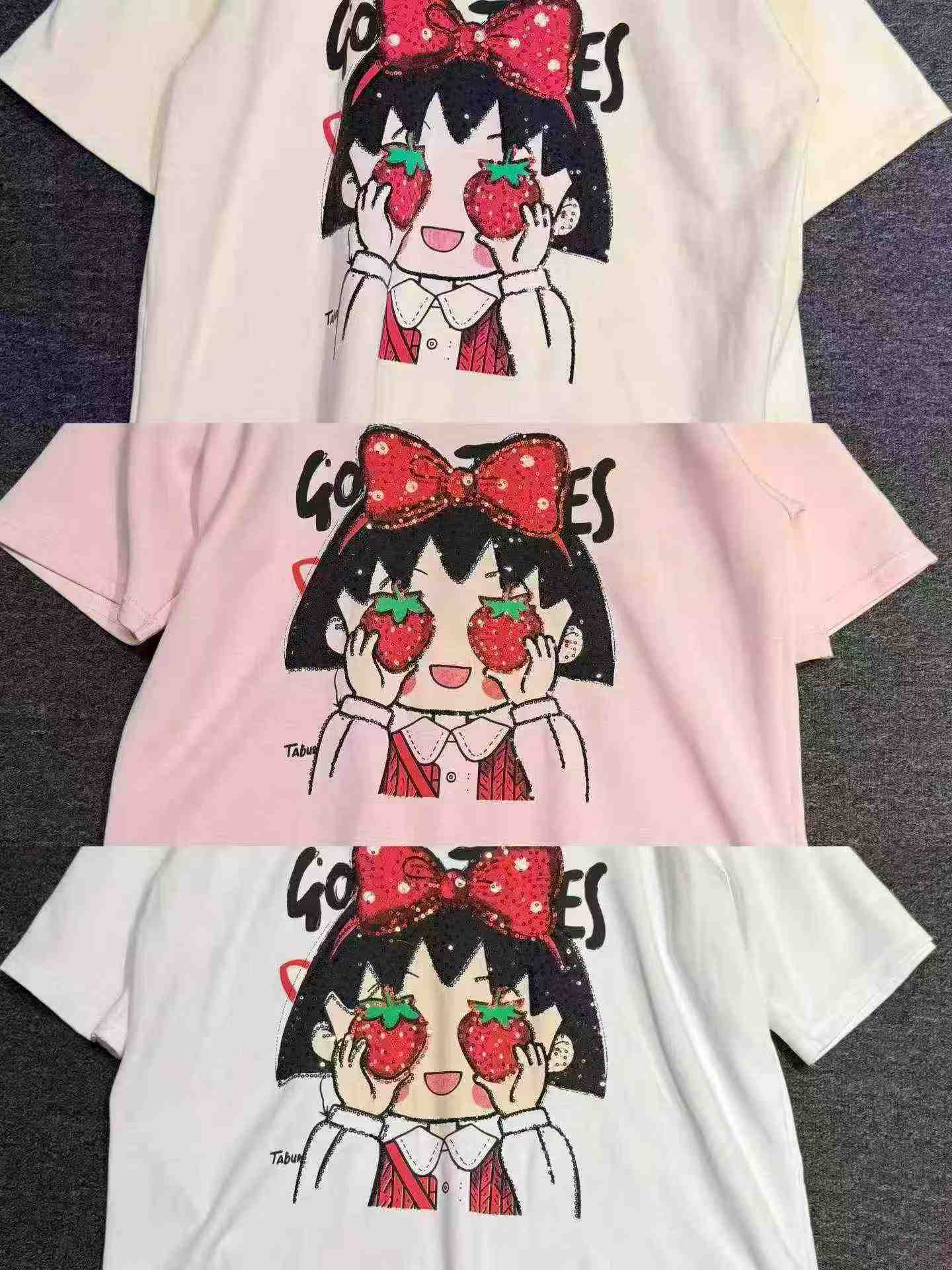 T-shirt Oversized Gadis Kartun Berhias Manik Sequen Berat, 5800 Keping - Image 9