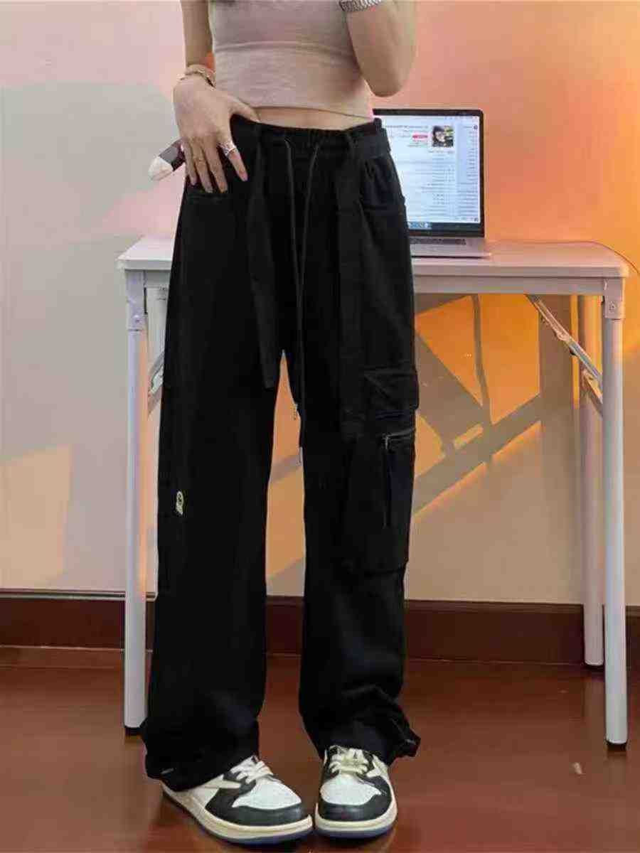 Environ 260 pièces de pantalons cargo unisexes à jambe large de style street américain de haute qualité - Image 3