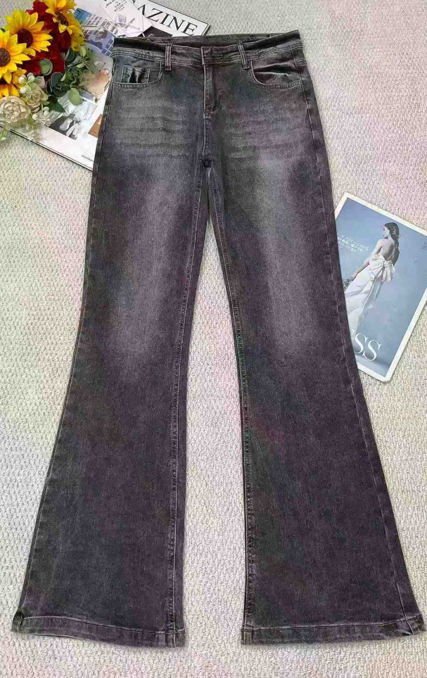 Suruali za Jeans za Majira ya Kuchipua na Majira ya Joto Mpya, za mtindo wa retro, pamba iliyooshwa, zenye unyumbuliko wa juu, zenye sehemu ya chini iliyopanuka, takriban vipande 260 - Image 2