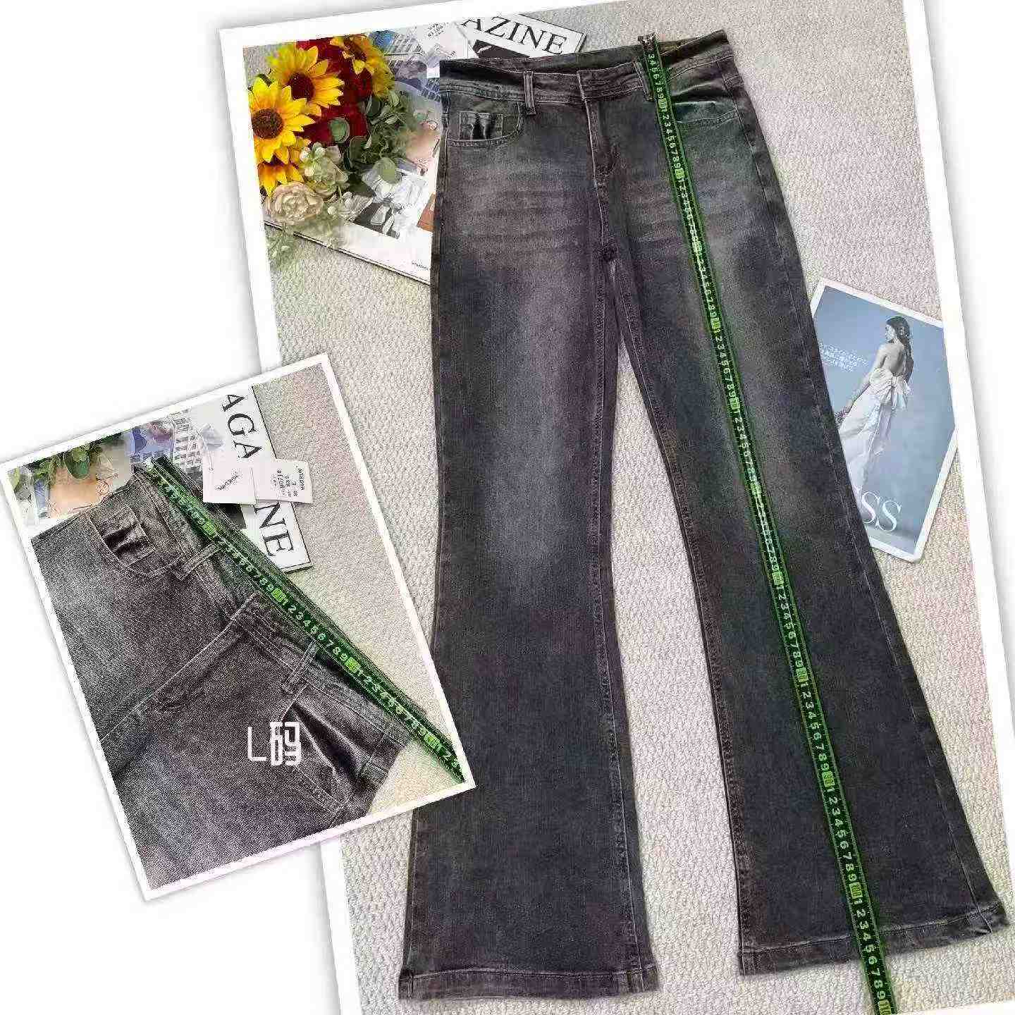 Suruali za Jeans za Majira ya Kuchipua na Majira ya Joto Mpya, za mtindo wa retro, pamba iliyooshwa, zenye unyumbuliko wa juu, zenye sehemu ya chini iliyopanuka, takriban vipande 260 - Image 4
