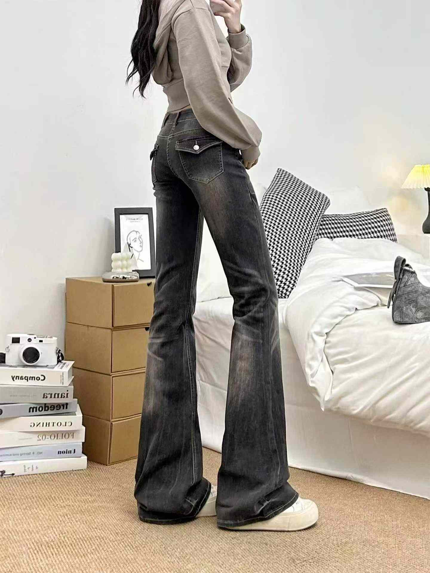 Suruali za Jeans za Majira ya Kuchipua na Majira ya Joto Mpya, za mtindo wa retro, pamba iliyooshwa, zenye unyumbuliko wa juu, zenye sehemu ya chini iliyopanuka, takriban vipande 260 - Image 6
