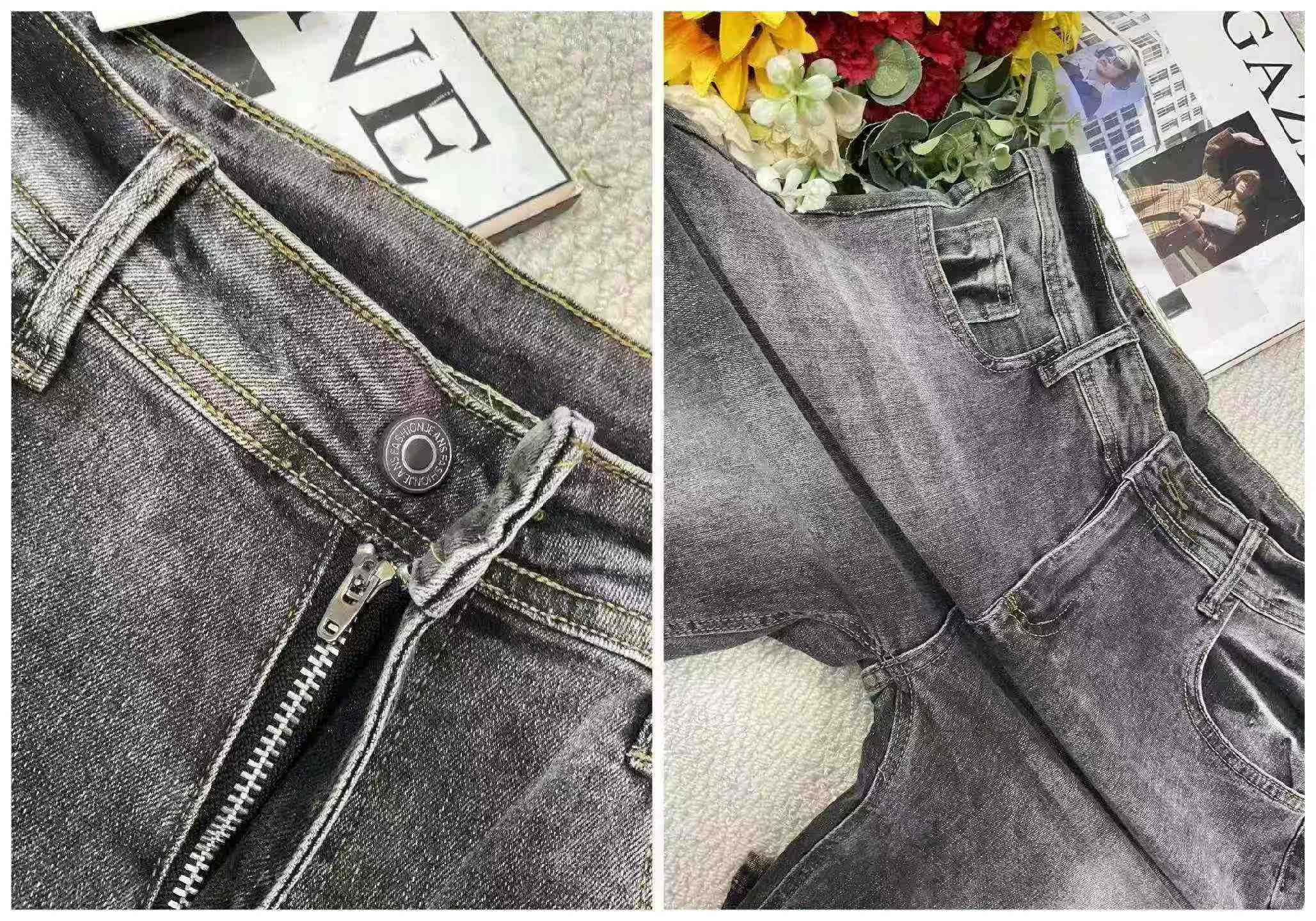 Suruali za Jeans za Majira ya Kuchipua na Majira ya Joto Mpya, za mtindo wa retro, pamba iliyooshwa, zenye unyumbuliko wa juu, zenye sehemu ya chini iliyopanuka, takriban vipande 260 - Image 9