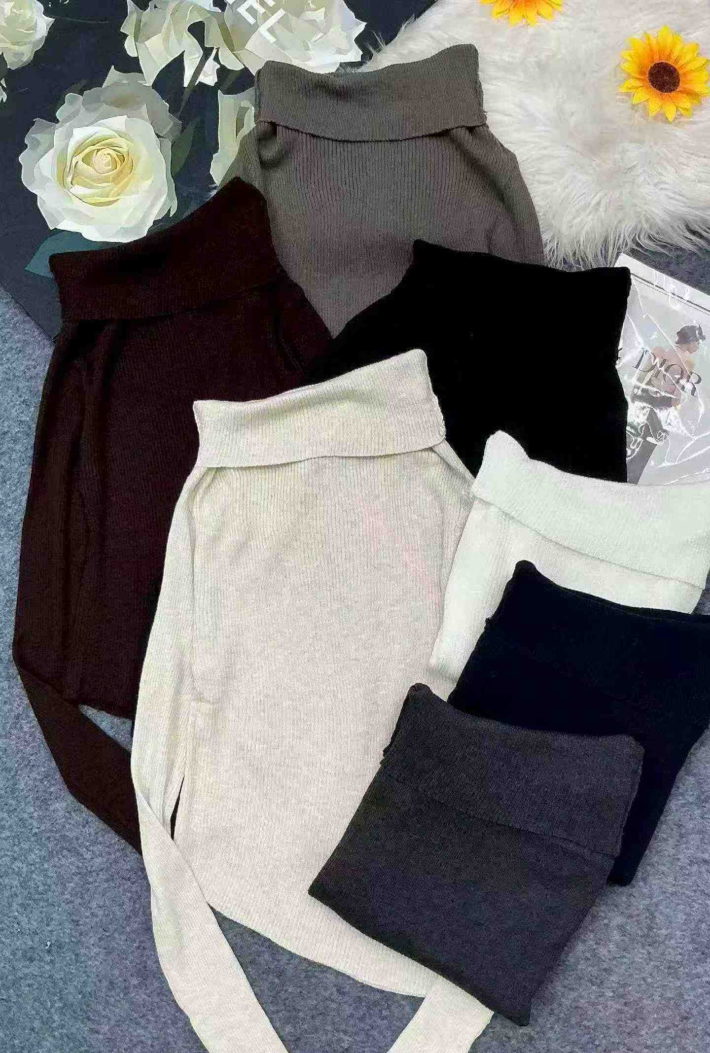 Nuevo suéter pullover irregular de hombros al descubierto estilo francés para primavera y otoño, 640 piezas - Image 2