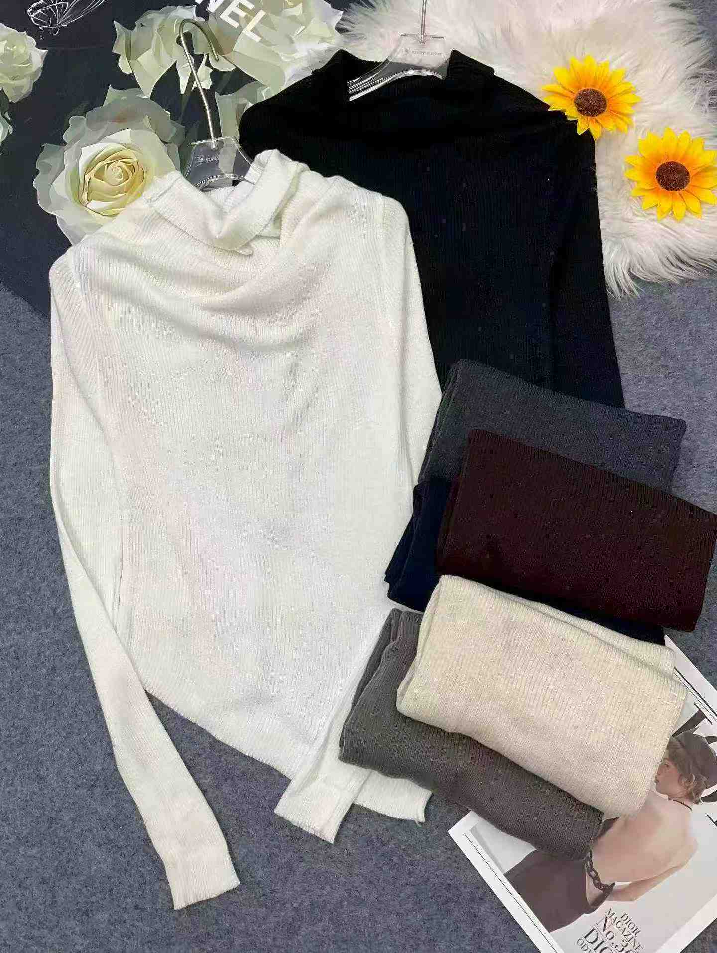 Nuevo suéter pullover irregular de hombros al descubierto estilo francés para primavera y otoño, 640 piezas - Image 3