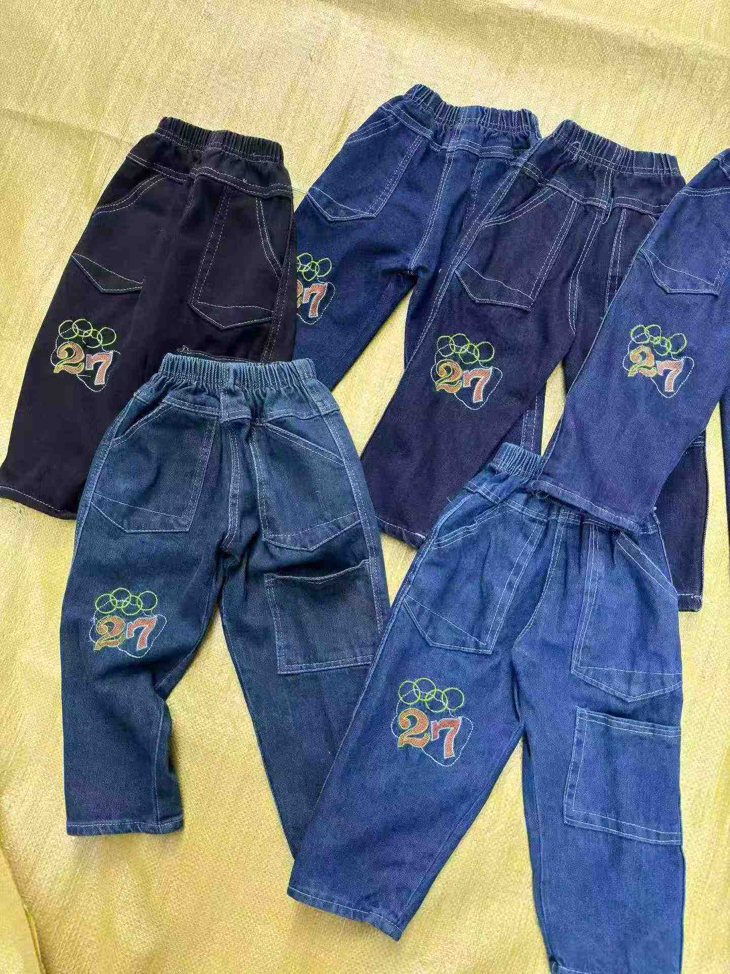 12000 Buah Celana Jeans Denim Lurus Longgar Berbordir Anak Musim Gugur - Image 4