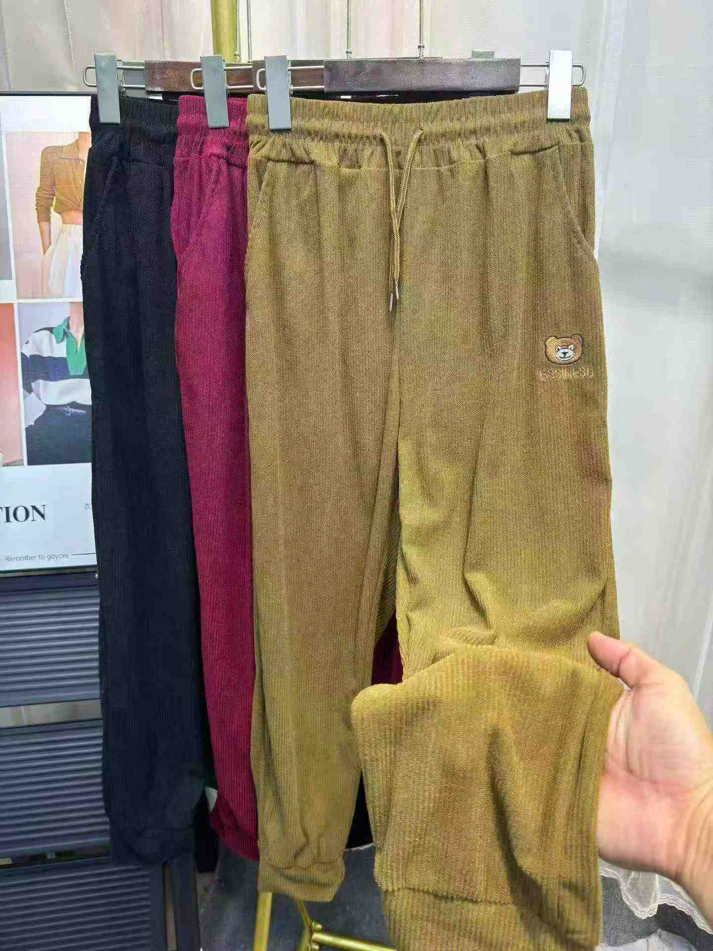 1266 Piezas Pantalones Rectos Casuales de Pana Chenilla para Mujer - Image 2
