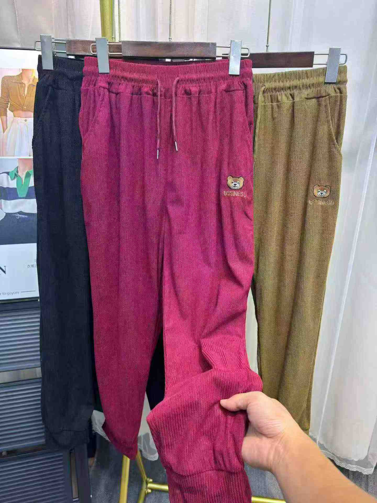 1266 Piezas Pantalones Rectos Casuales de Pana Chenilla para Mujer - Image 3