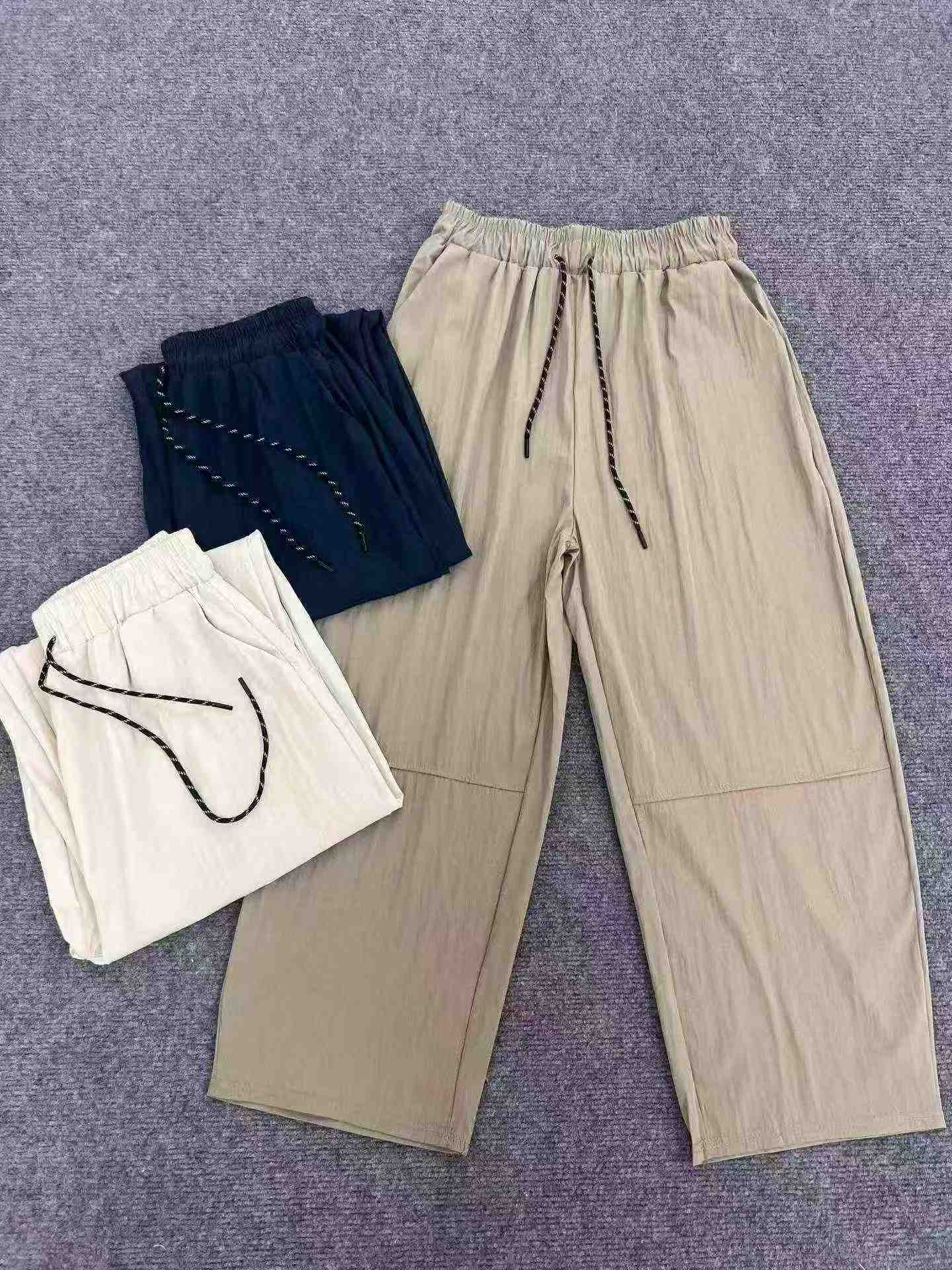 3200 pièces de pantalons unis de style coréen à taille haute, à jambes larges et à séchage rapide - Image 3