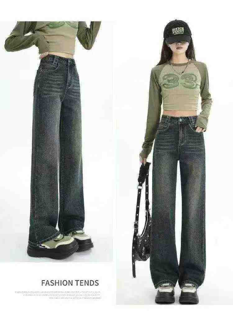 282 Pièces Nouveauté Été 2026 Jeans à Jambes Larges Bleu Délavé de Haute Qualité pour Femmes - Image 2