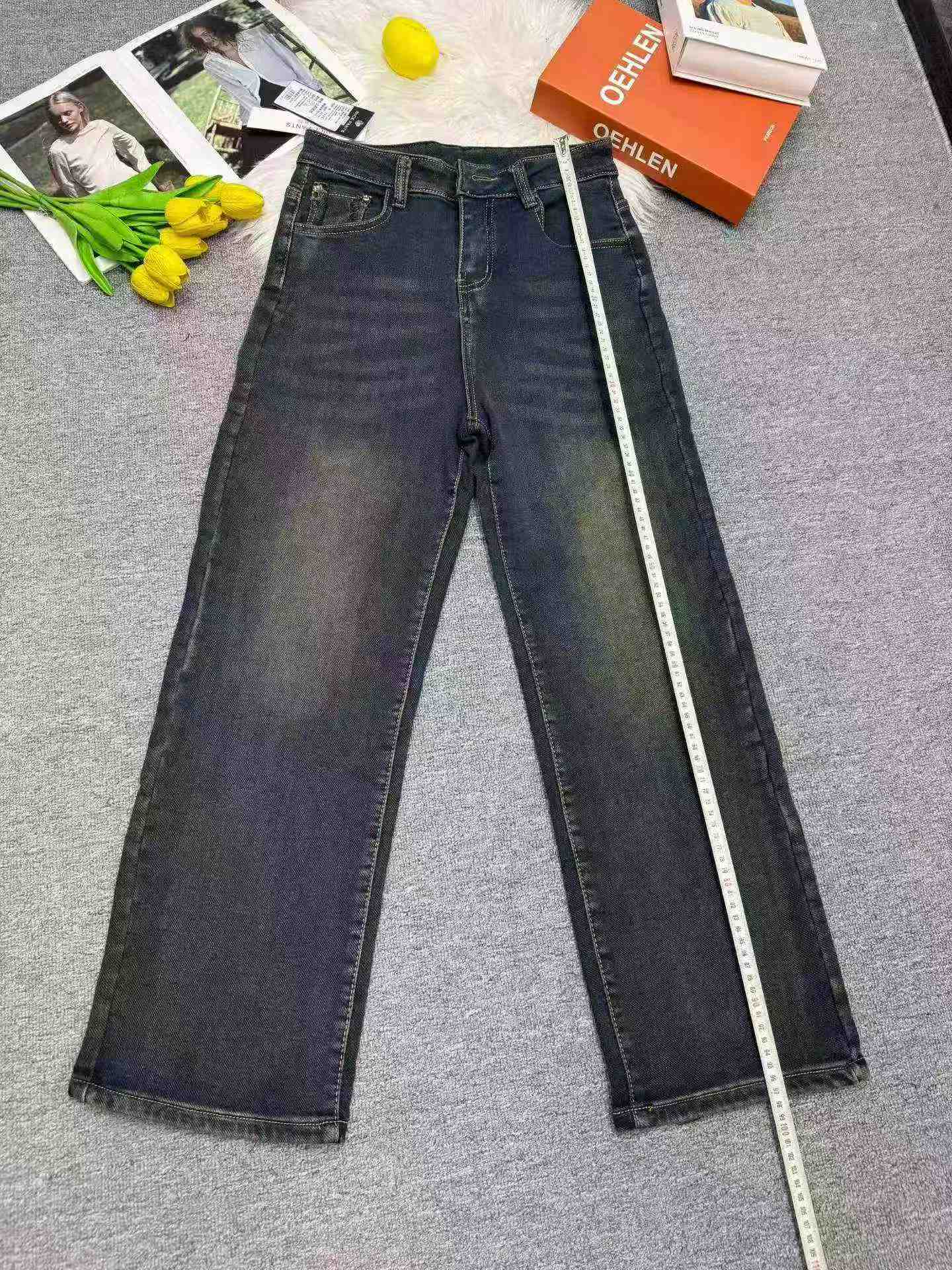 282 Pièces Nouveauté Été 2026 Jeans à Jambes Larges Bleu Délavé de Haute Qualité pour Femmes - Image 3