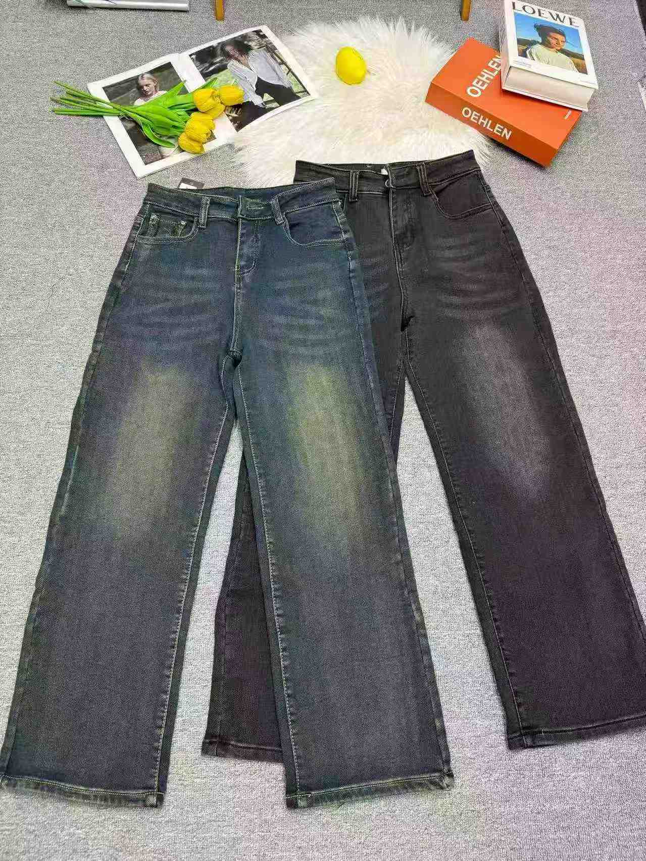 282 Pièces Nouveauté Été 2026 Jeans à Jambes Larges Bleu Délavé de Haute Qualité pour Femmes - Image 4