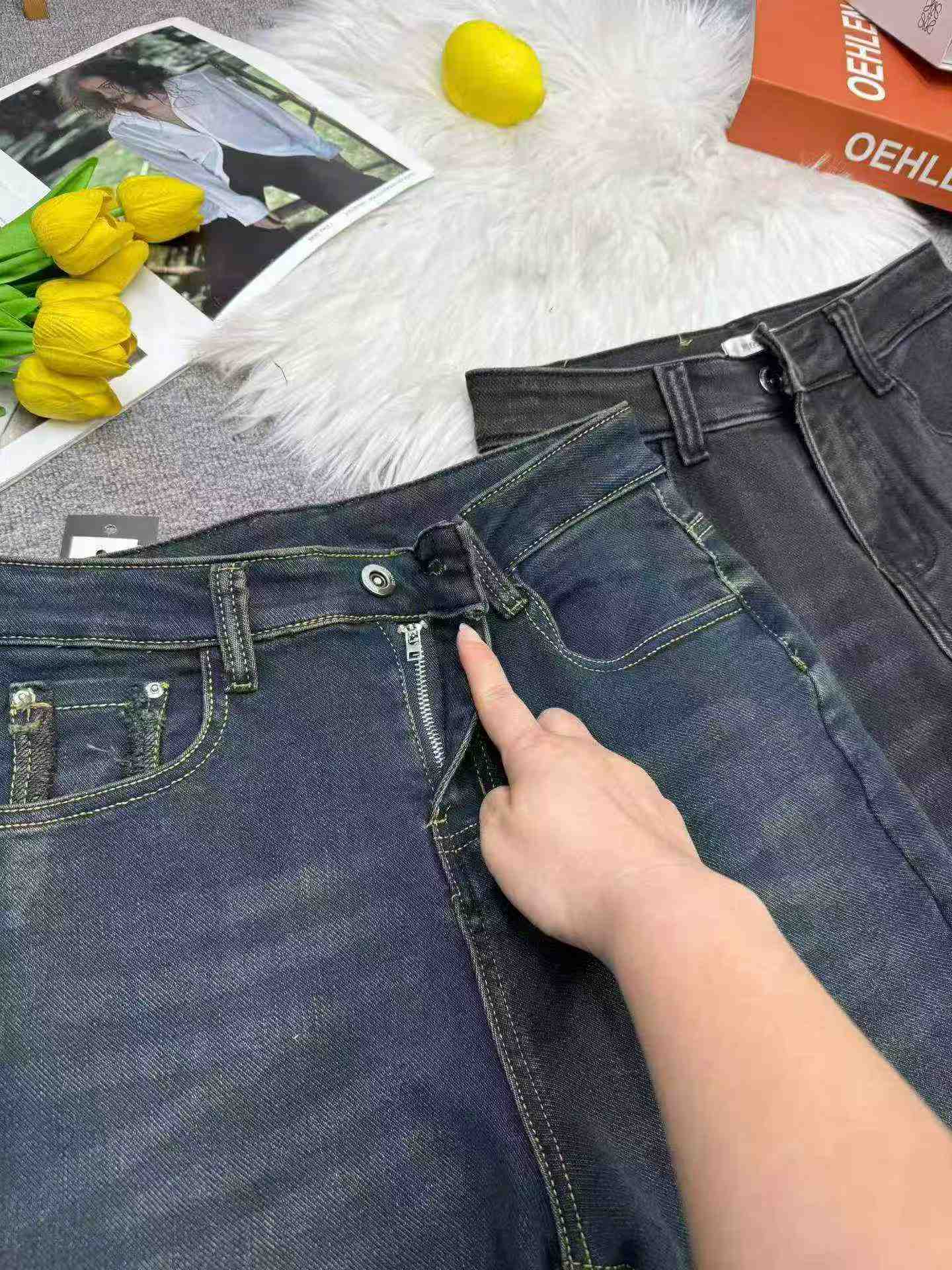 282 Pièces Nouveauté Été 2026 Jeans à Jambes Larges Bleu Délavé de Haute Qualité pour Femmes - Image 6